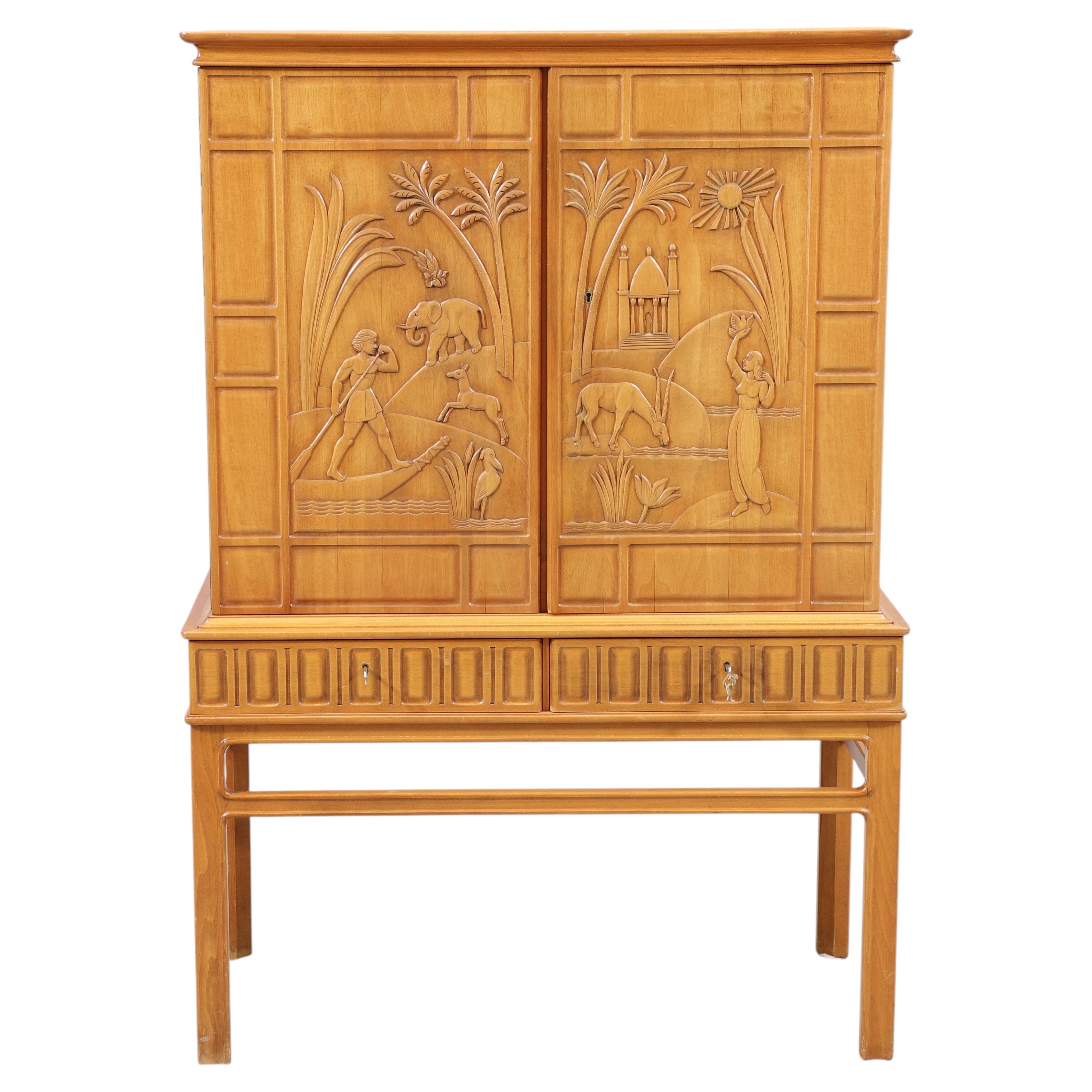 Walnut cabinet Eugen Hoglund Sweden 1963 signed