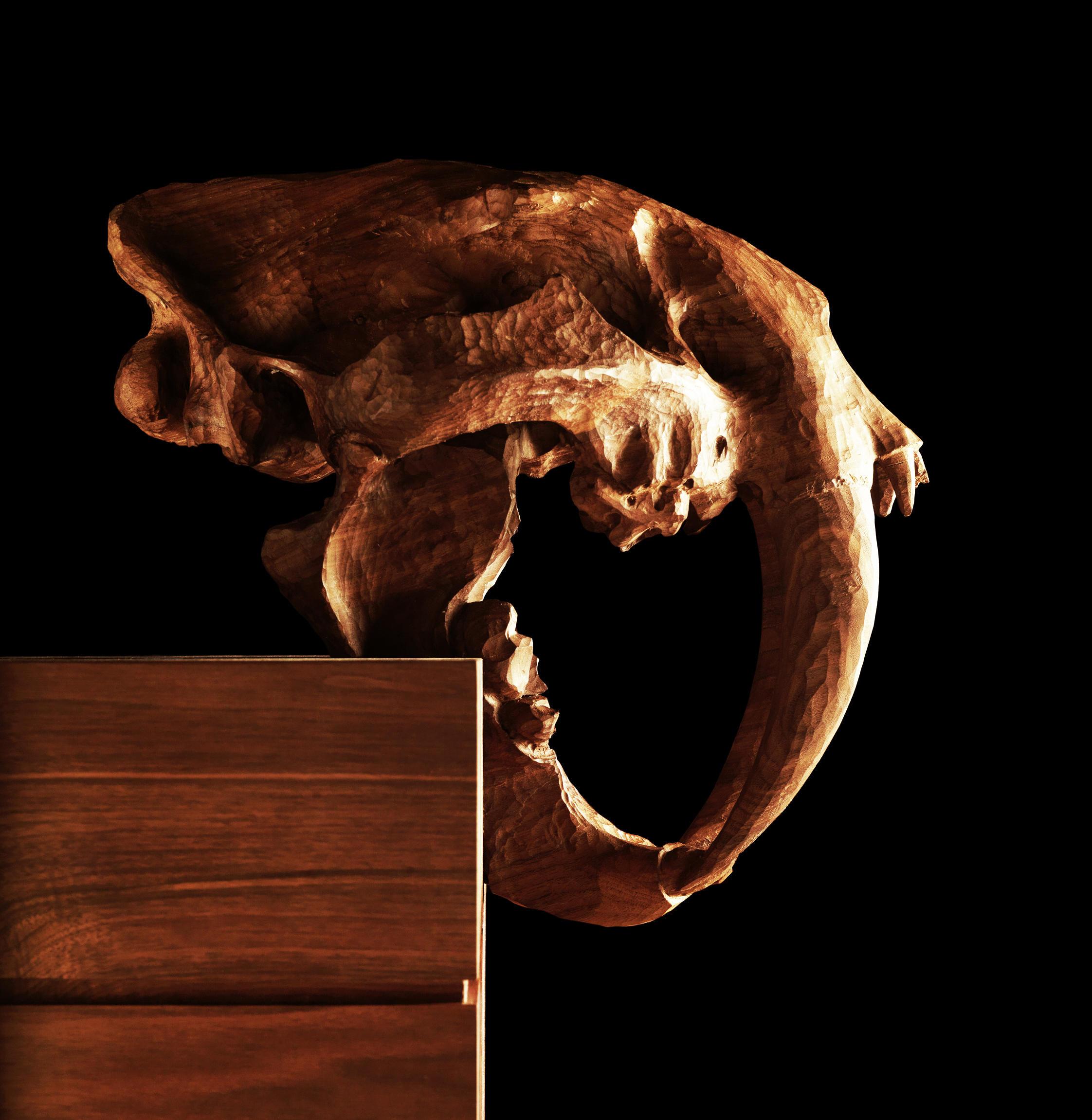 Walnut Cabinet Ft. Hand-Carved Saber Tooth Sculptural Handles 5