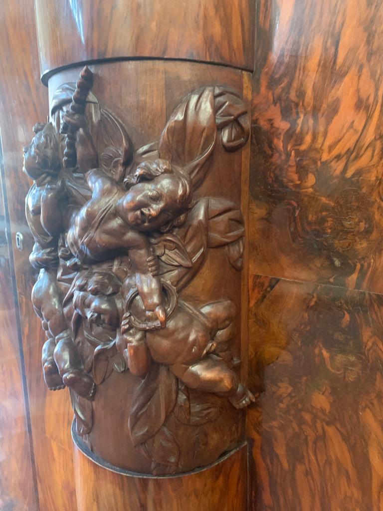Walnut Cabinet with Cherub Carvings by Ducrot, 1920s For Sale 4