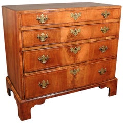 Walnut Caddy Topped Chest of Drawers with Satinwood Stringing