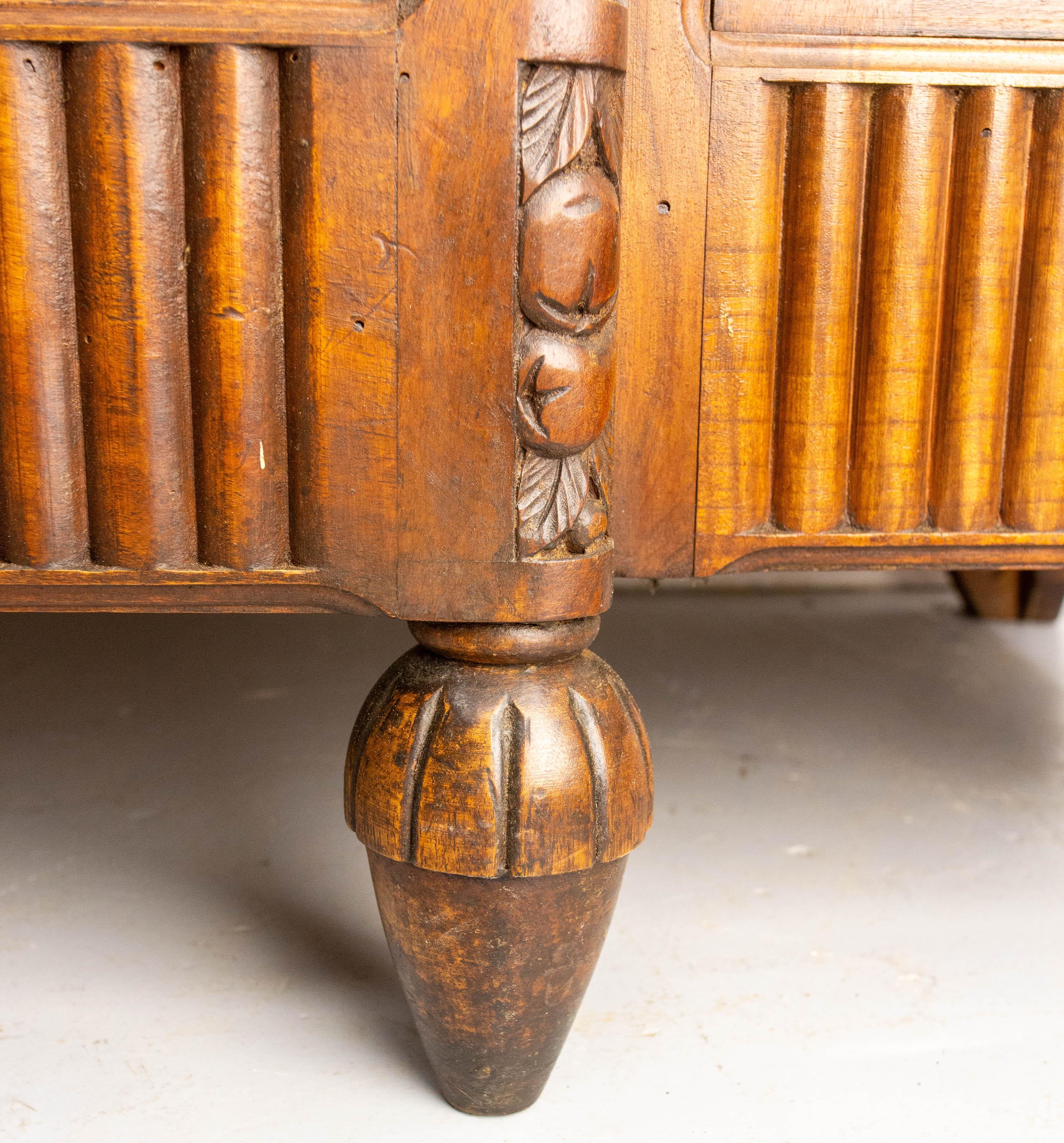 Walnut & Calacatta Marble Top Credenza Mirror Sideboard French Buffet, c 1920 For Sale 9