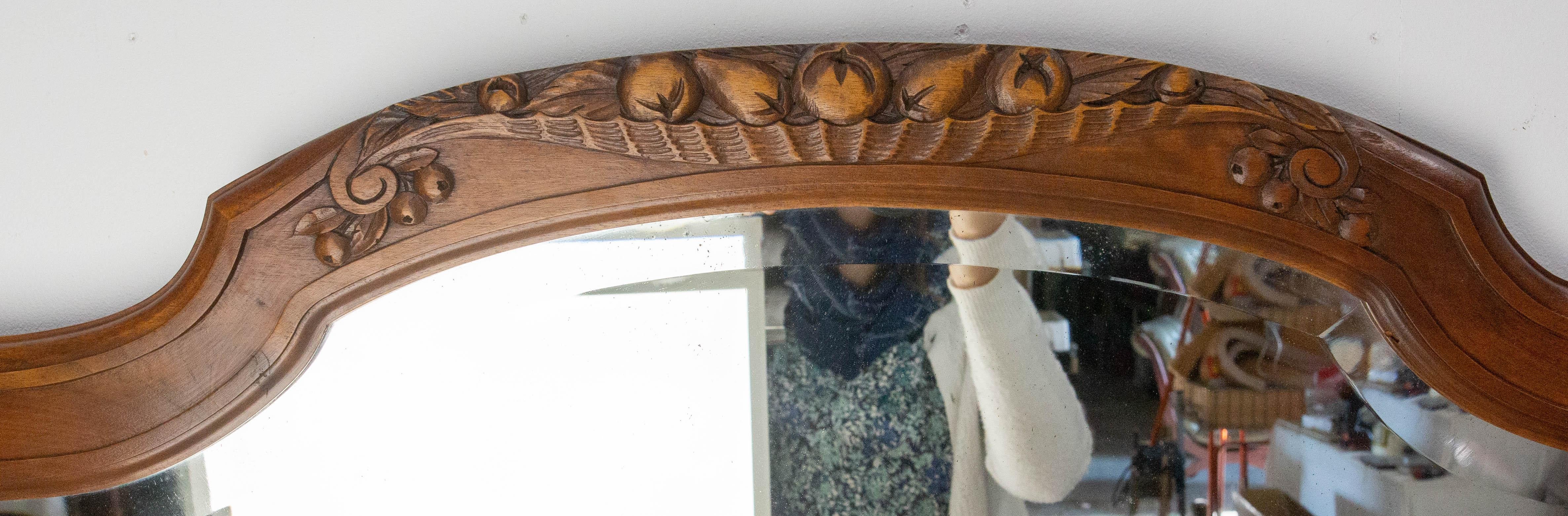 Walnut & Calacatta Marble Top Credenza Mirror Sideboard French Buffet, c 1920 For Sale 2