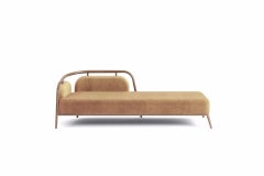 Walnut, Camel Velvet Modern Essex Daybed