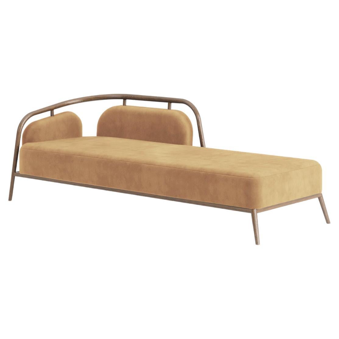 Walnut, Camel Velvet Modern Essex Daybed For Sale