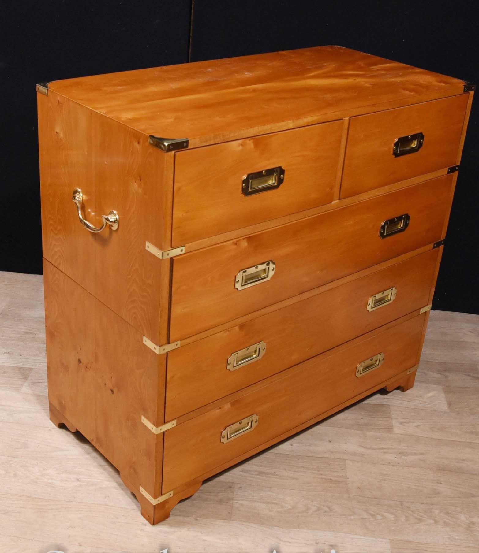 Walnut Campaign Chest of Drawers, Colonial Commode For Sale 6