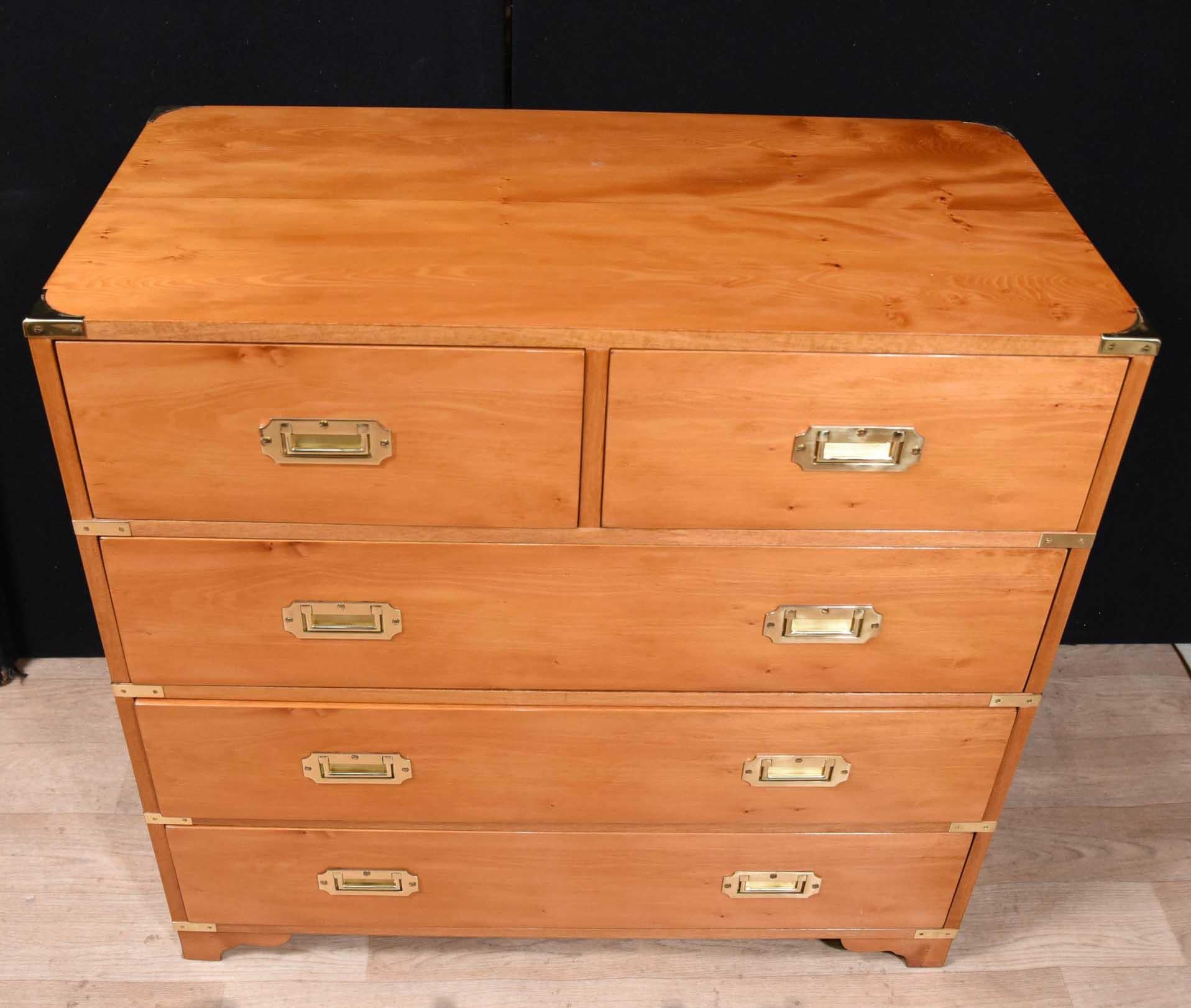 Walnut Campaign Chest of Drawers, Colonial Commode For Sale 7