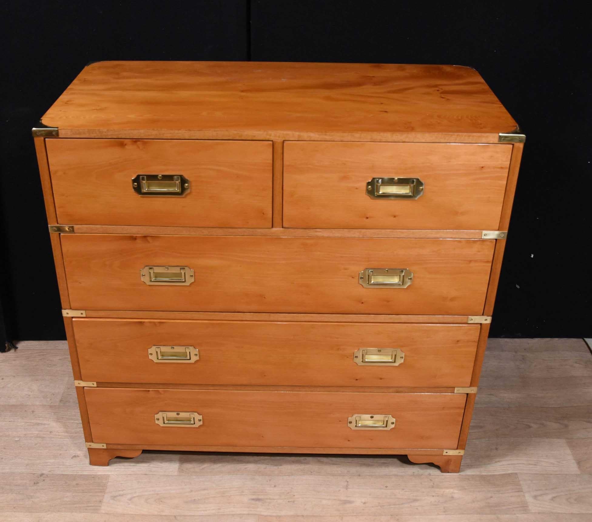 Walnut Campaign Chest of Drawers, Colonial Commode For Sale 4