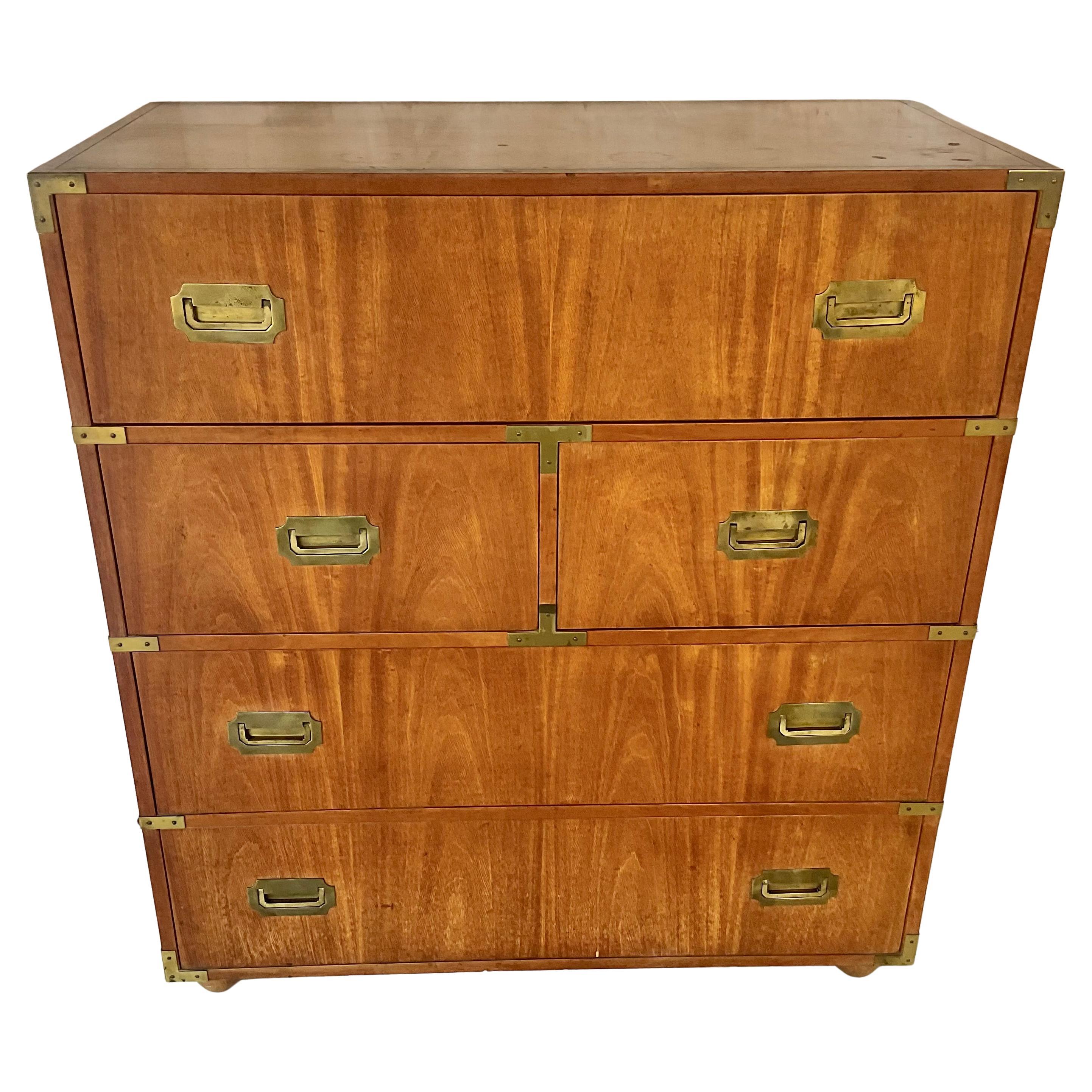 Walnut Campaign Chest of Drawers For Sale