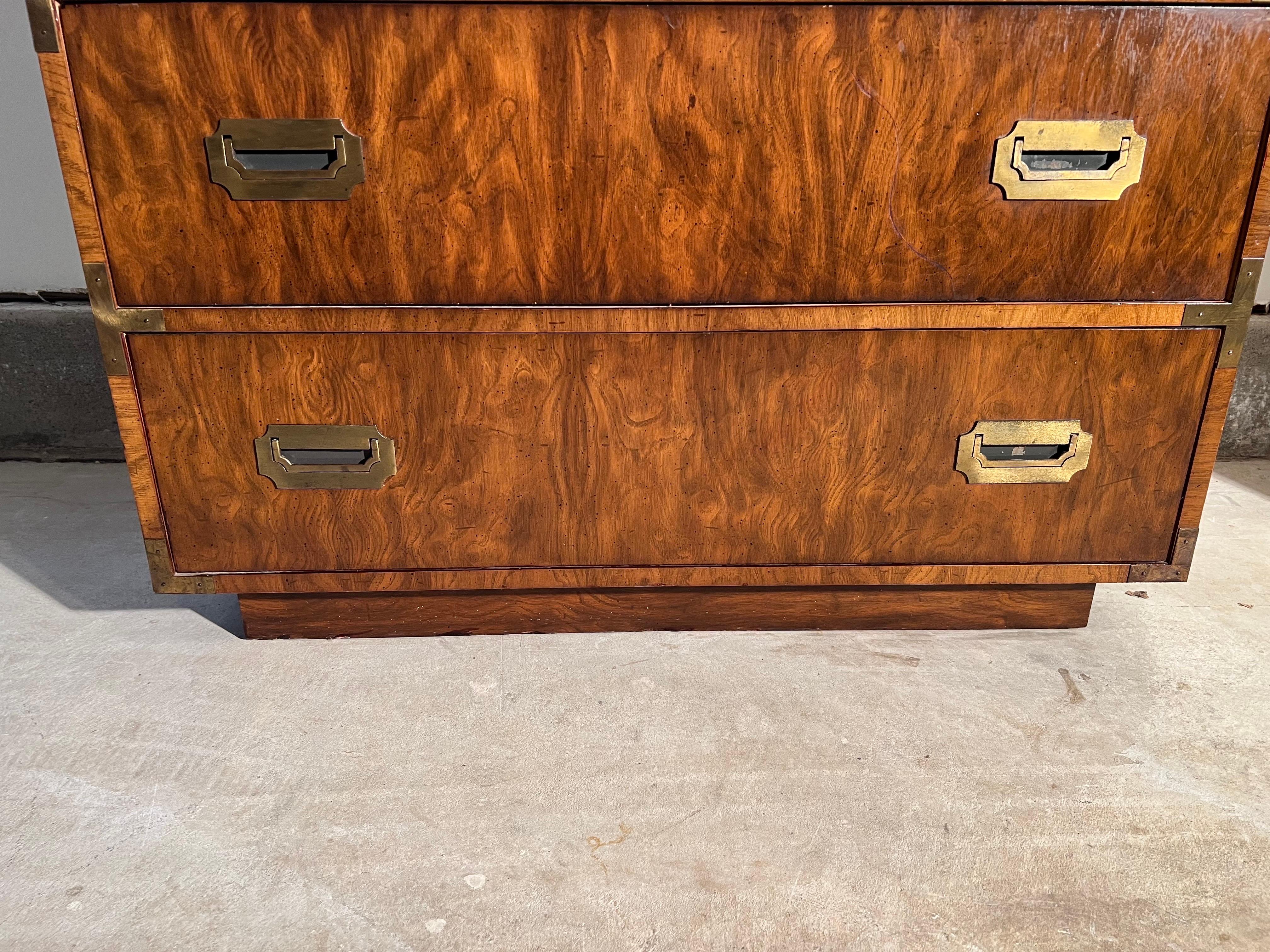 Walnut Campaign Dresser in the Style of Henredon For Sale 4
