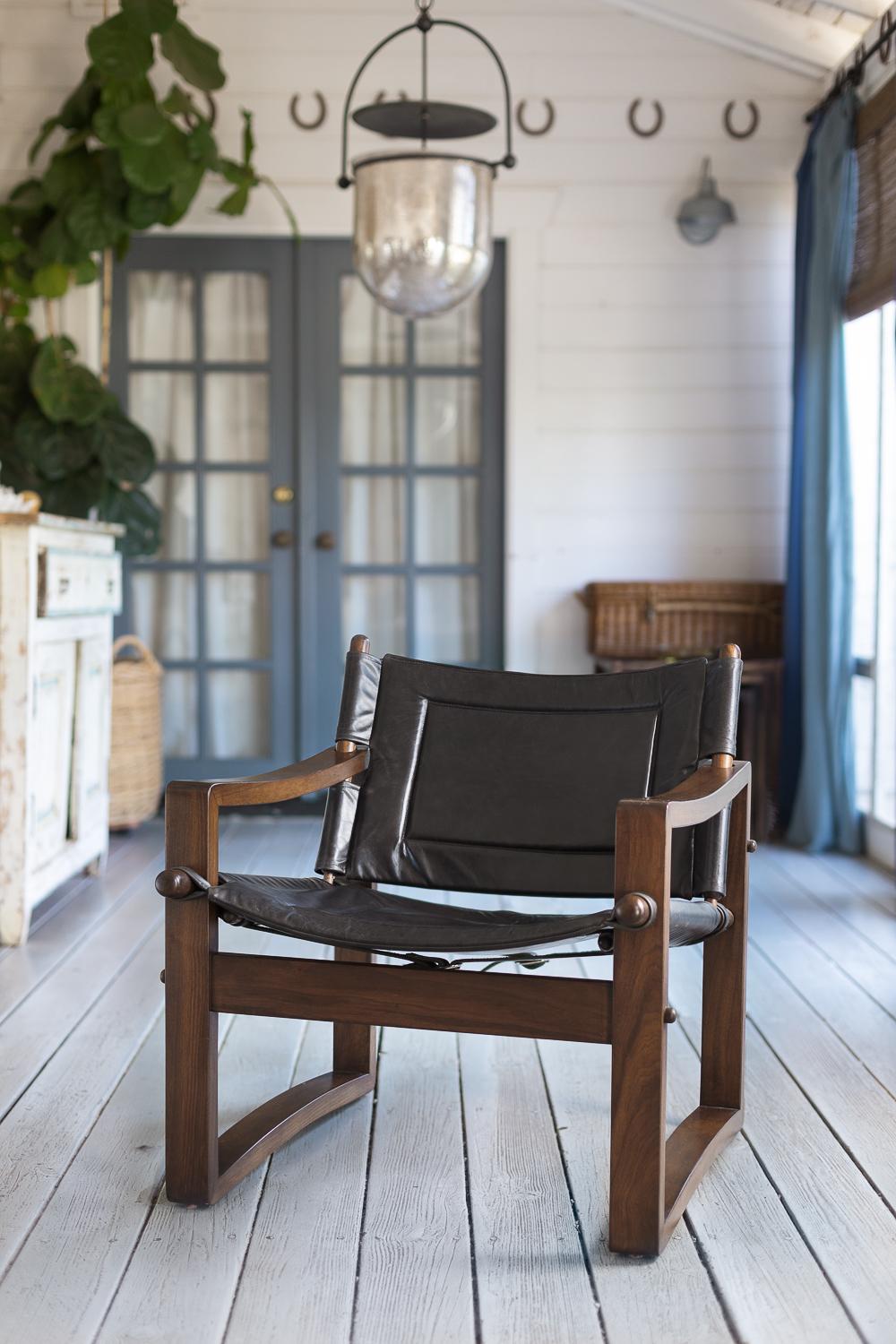 Campaigner Safari Chair aus Nussbaum mit schwarzem oder braunem Leder- oder Wildlederbezug im Angebot 6