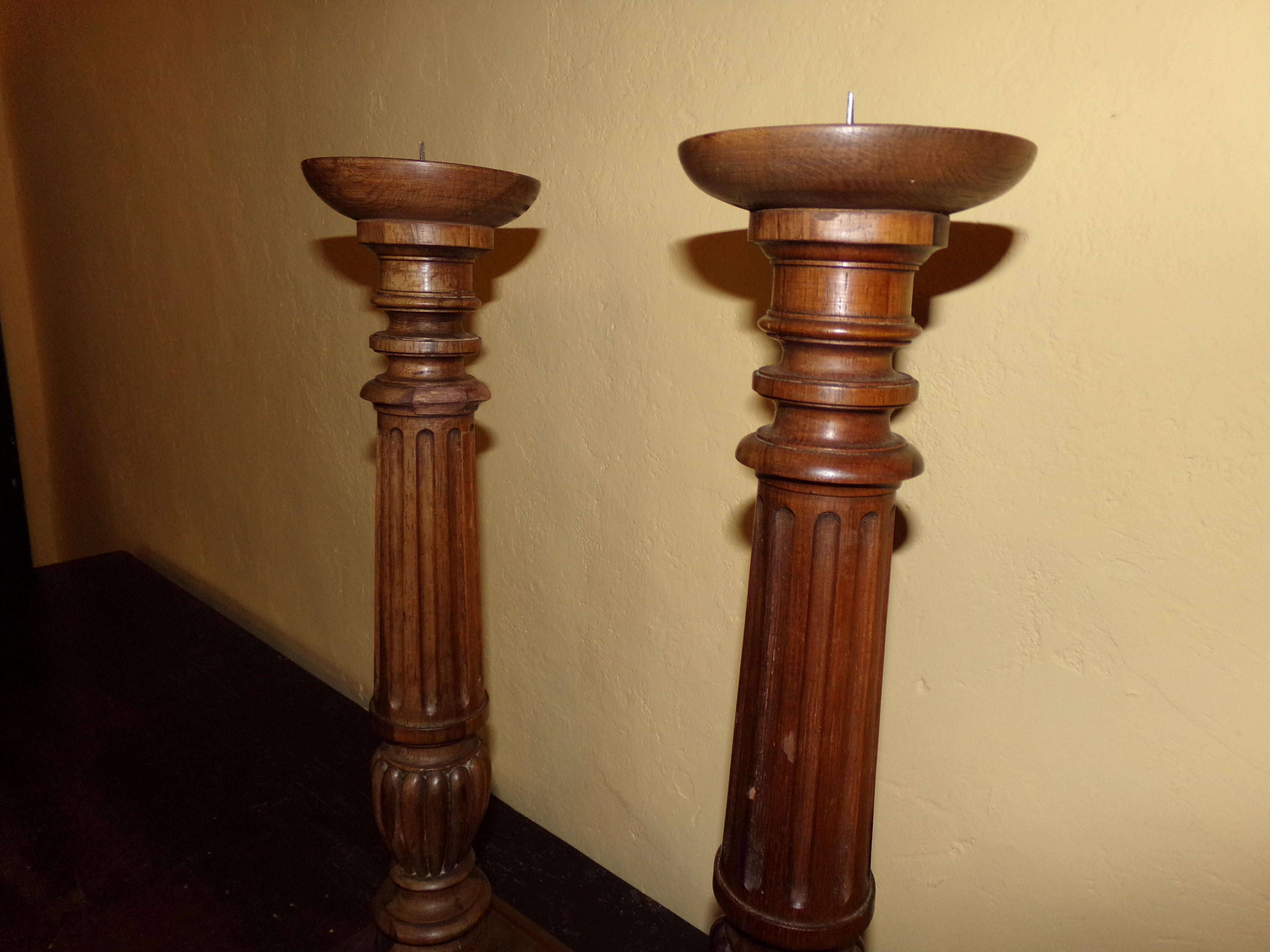 European Walnut Candlesticks in the Louis XVI Style, circa 1890