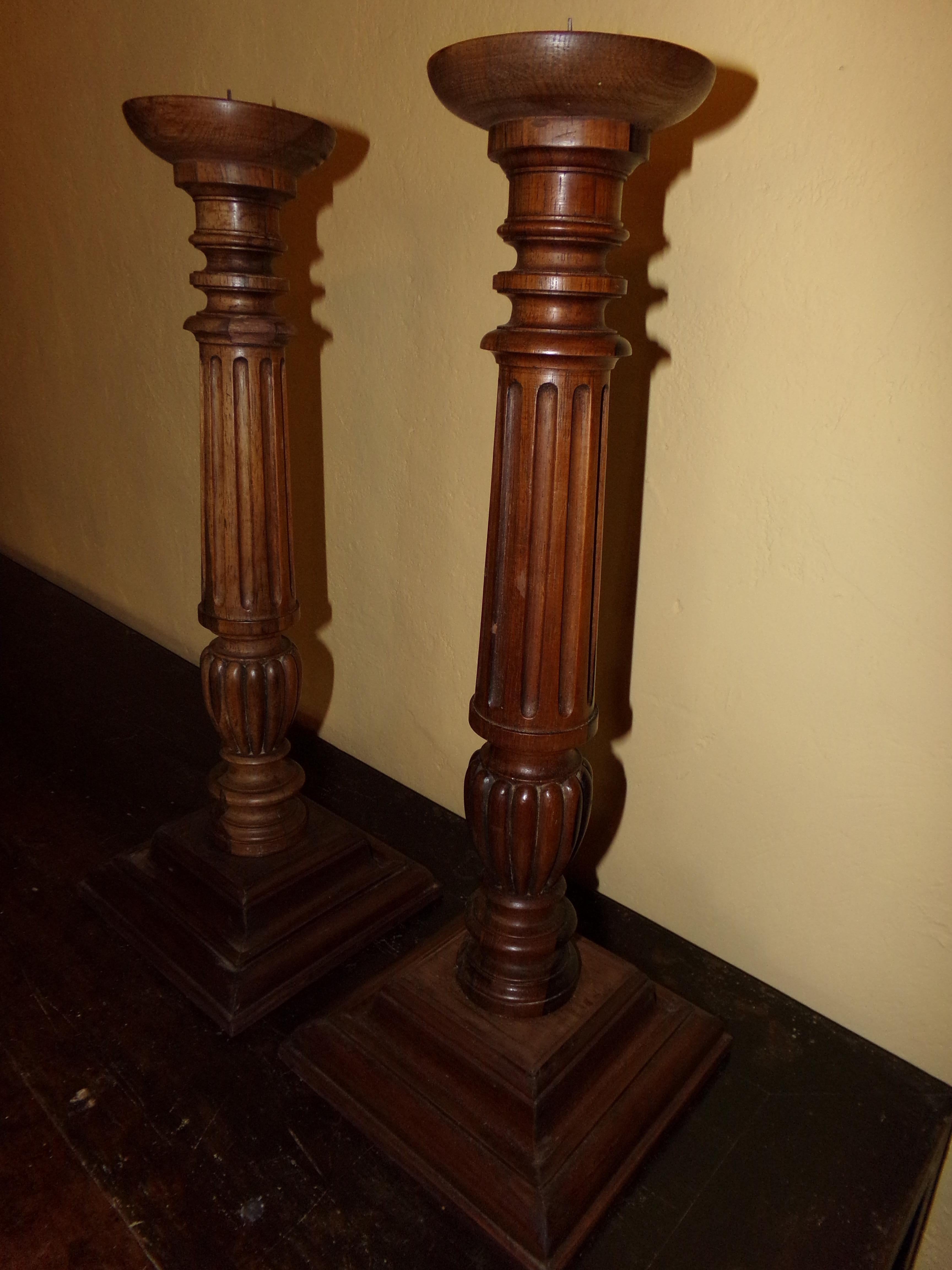 Walnut Candlesticks in the Louis XVI Style, circa 1890 In Good Condition In London, GB