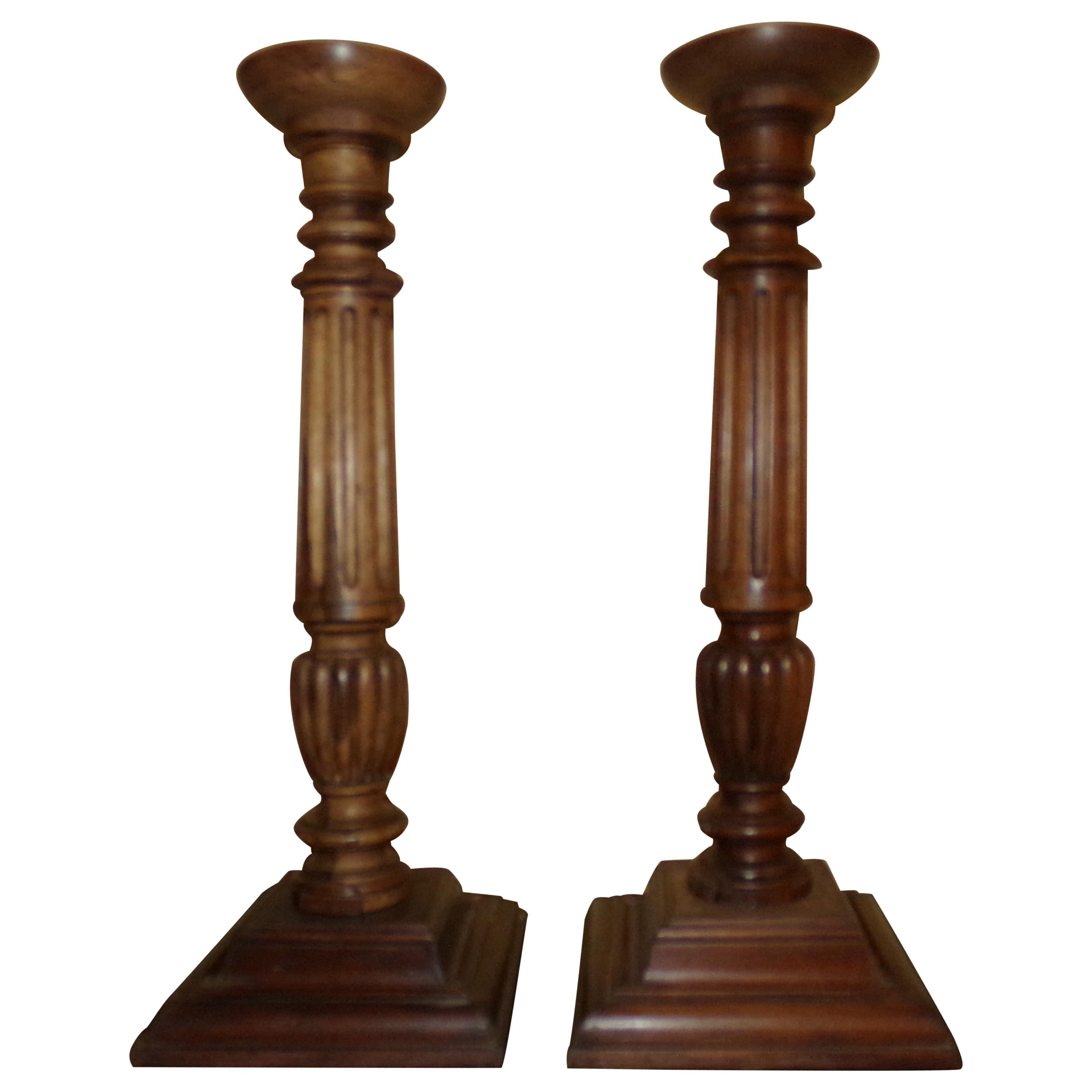 Walnut Candlesticks in the Louis XVI Style, circa 1890