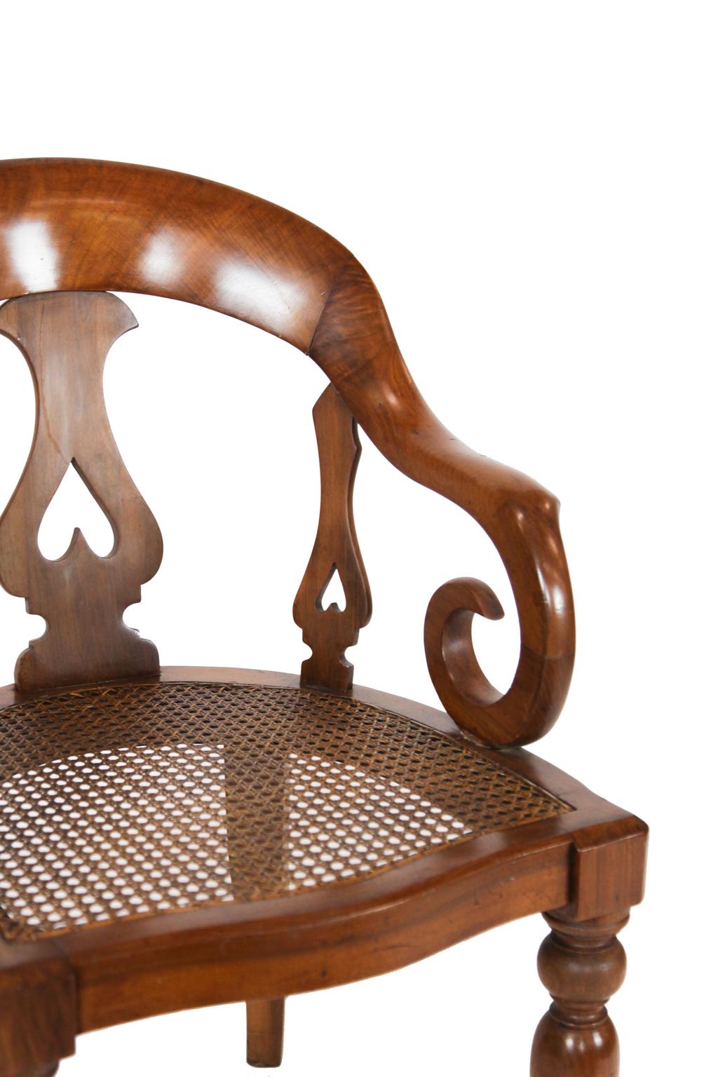 Caning Walnut Cane Seat Desk Chair