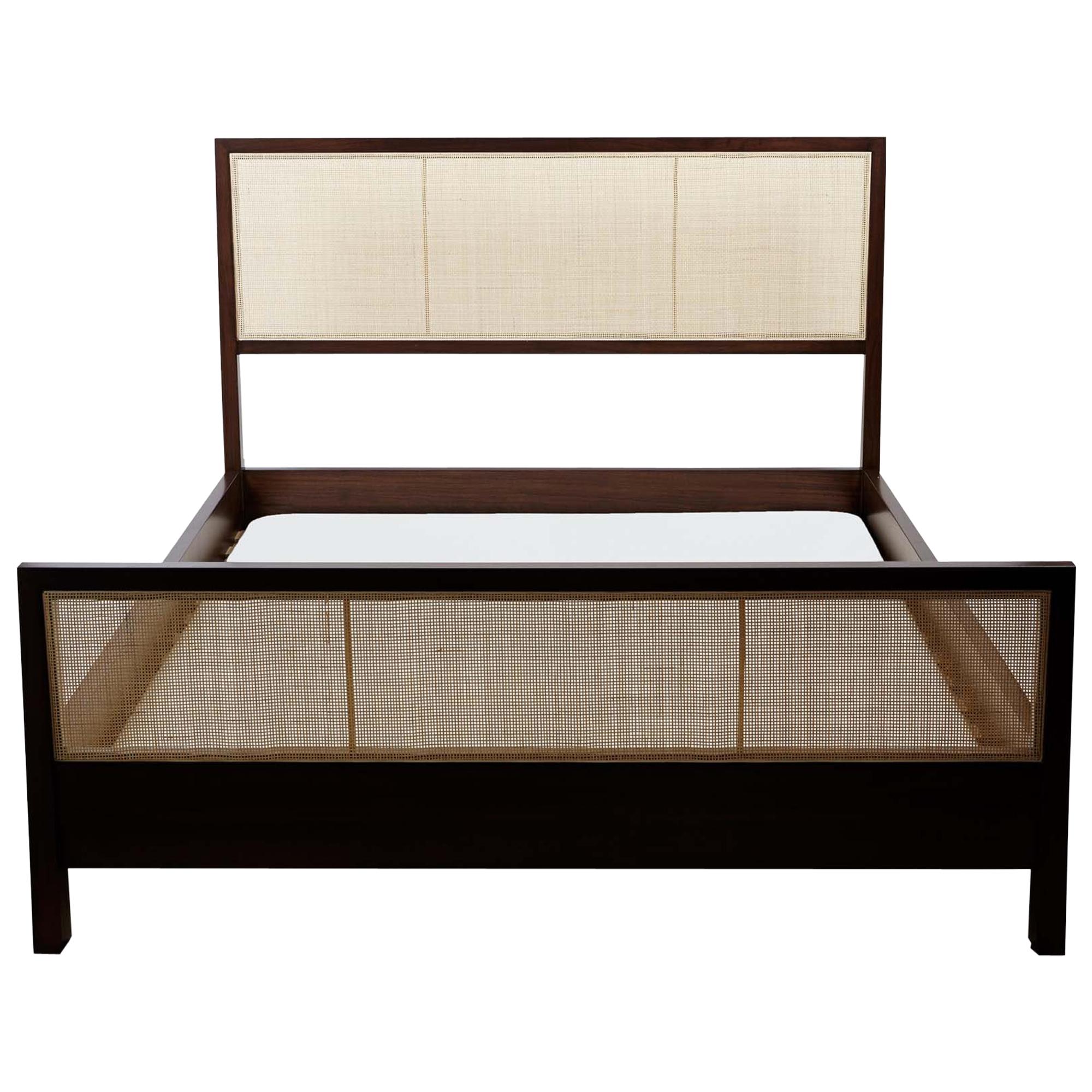 Walnut Caned Bed by Lawson-Fenning, Queen