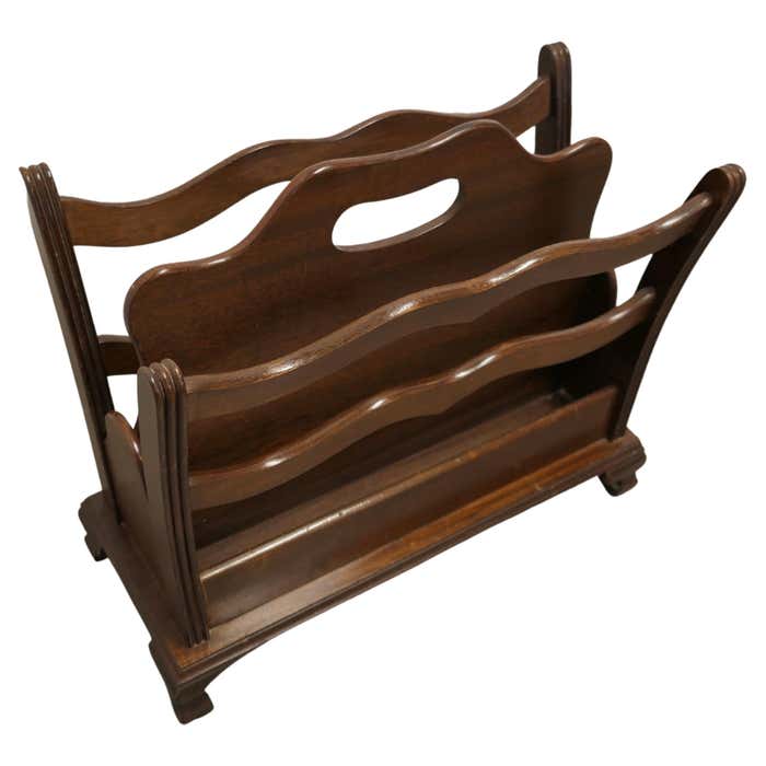 Walnut Canterbury Magazine Rack For Sale at 1stDibs