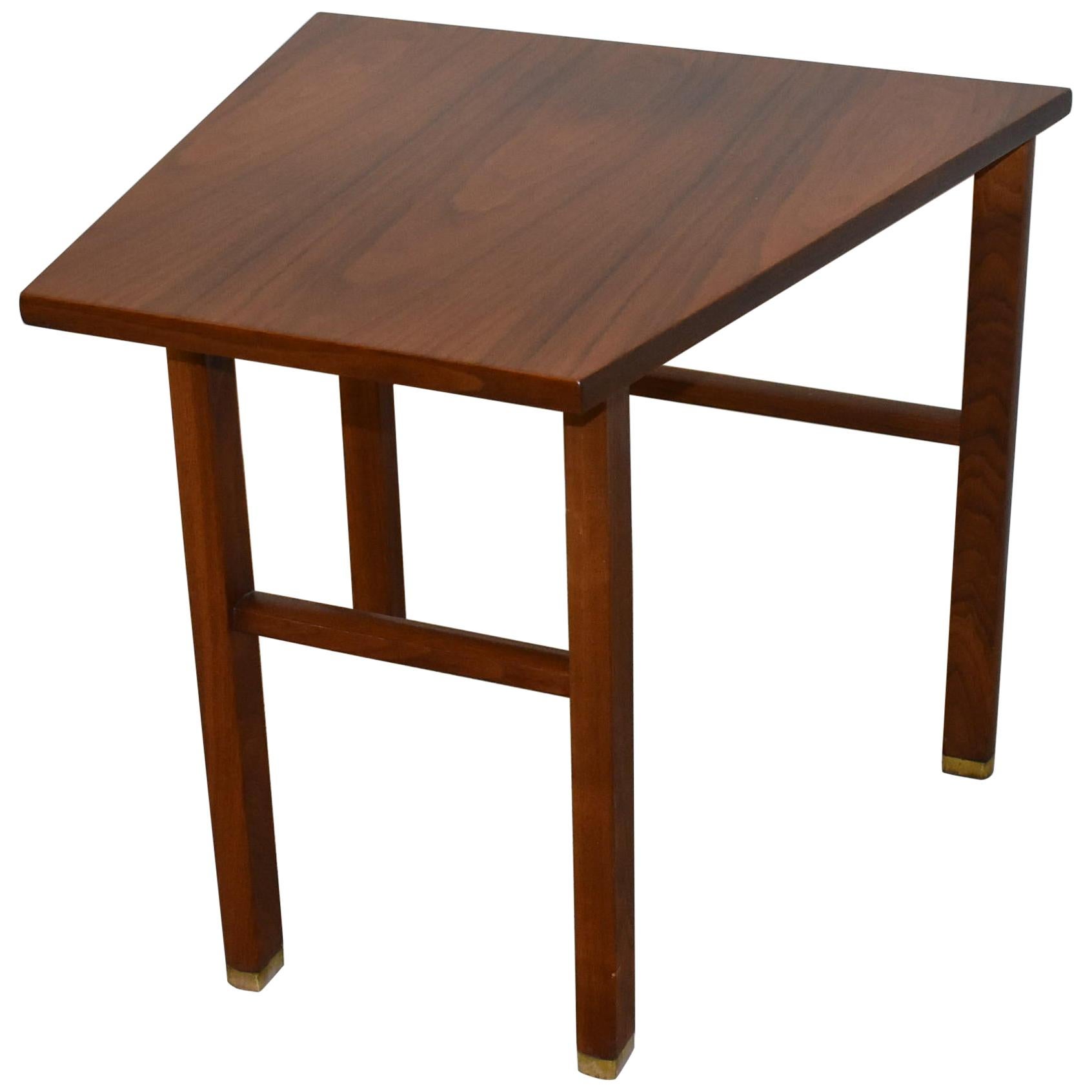 Walnut Cantilever Top Wedge Table Designed by Edward Wormley for Dunbar