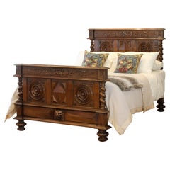 Walnut Carved Antique Bed WK165