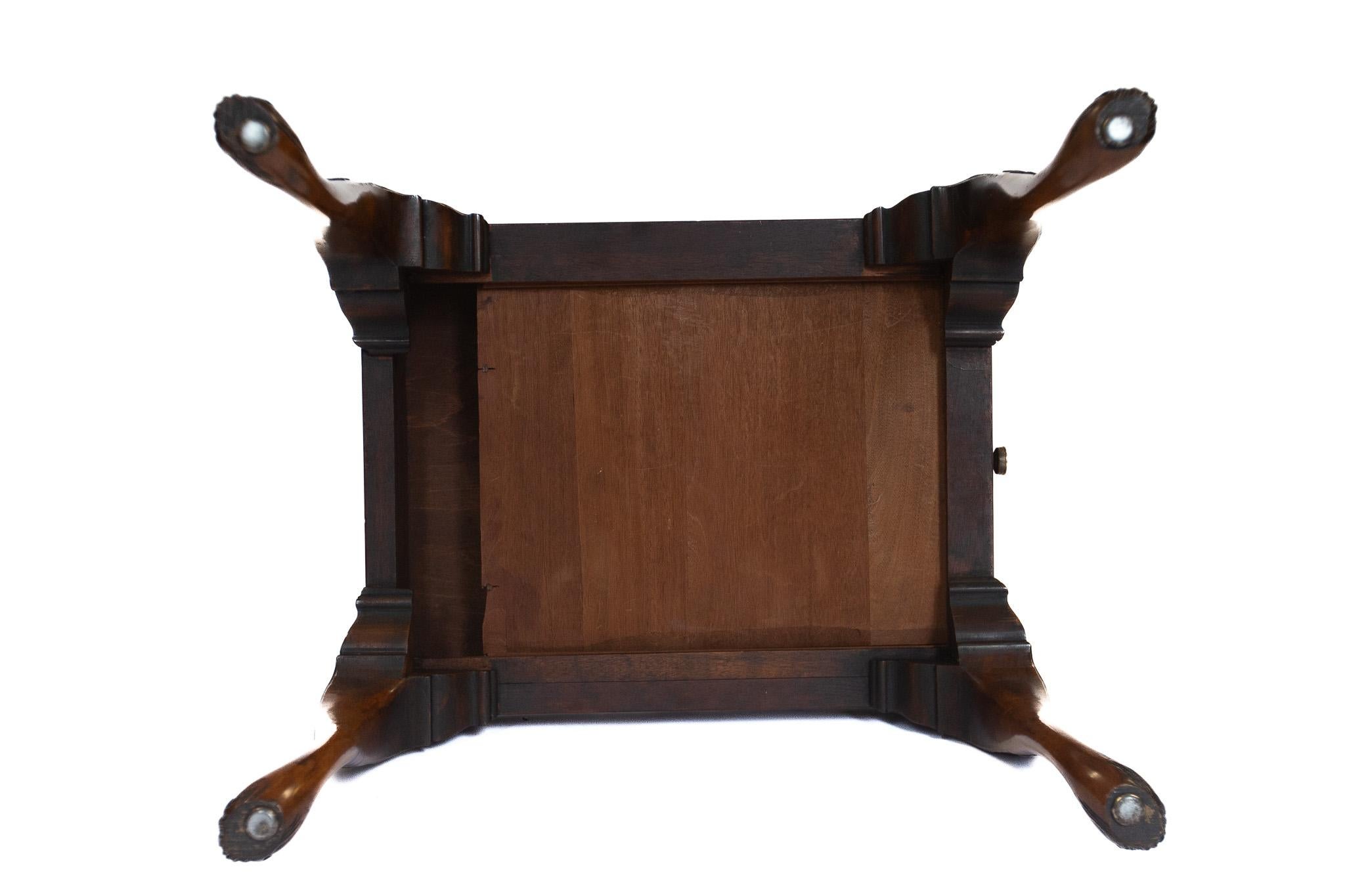 Walnut & carved coffee table with drawer For Sale 1