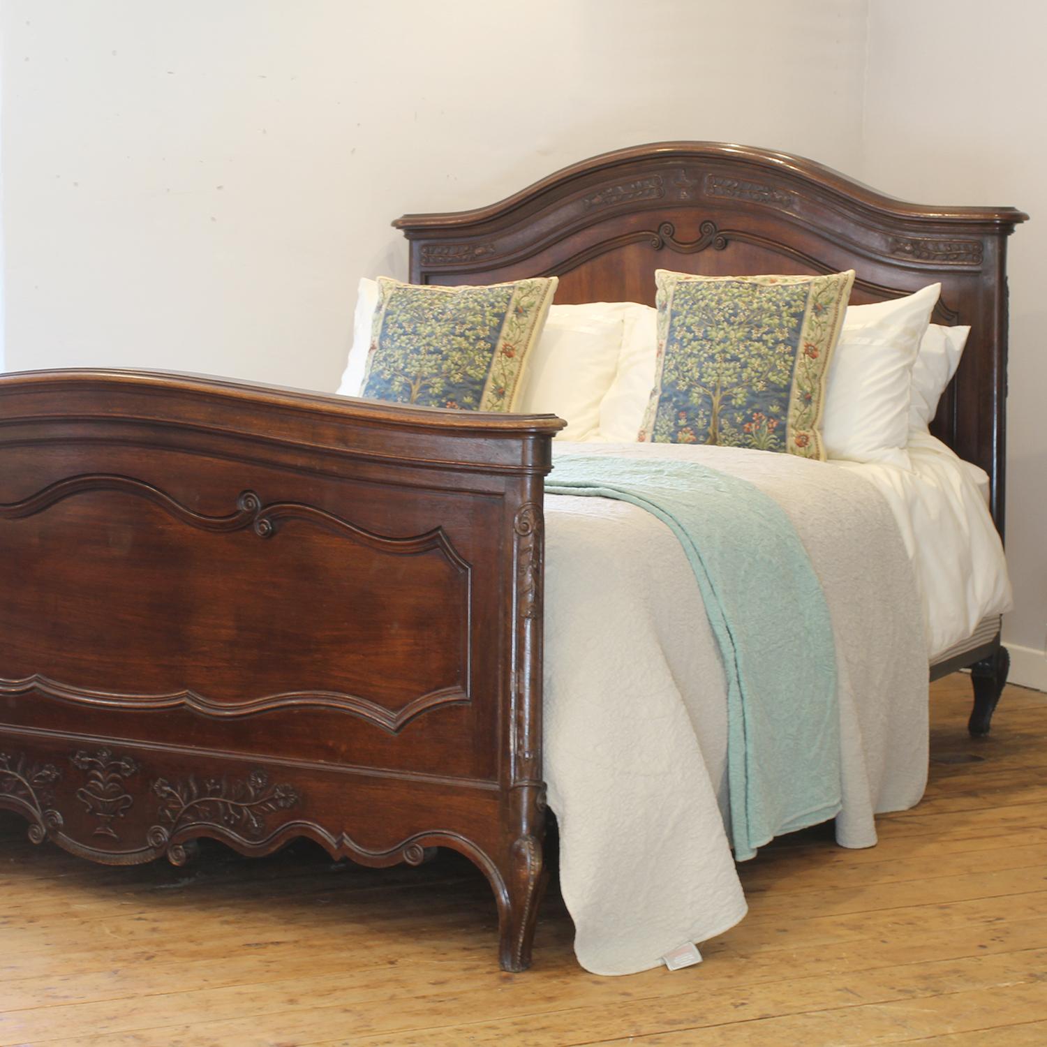 Walnut Carved Country Style French Antique Bed, WK201 In Good Condition In Wrexham, GB