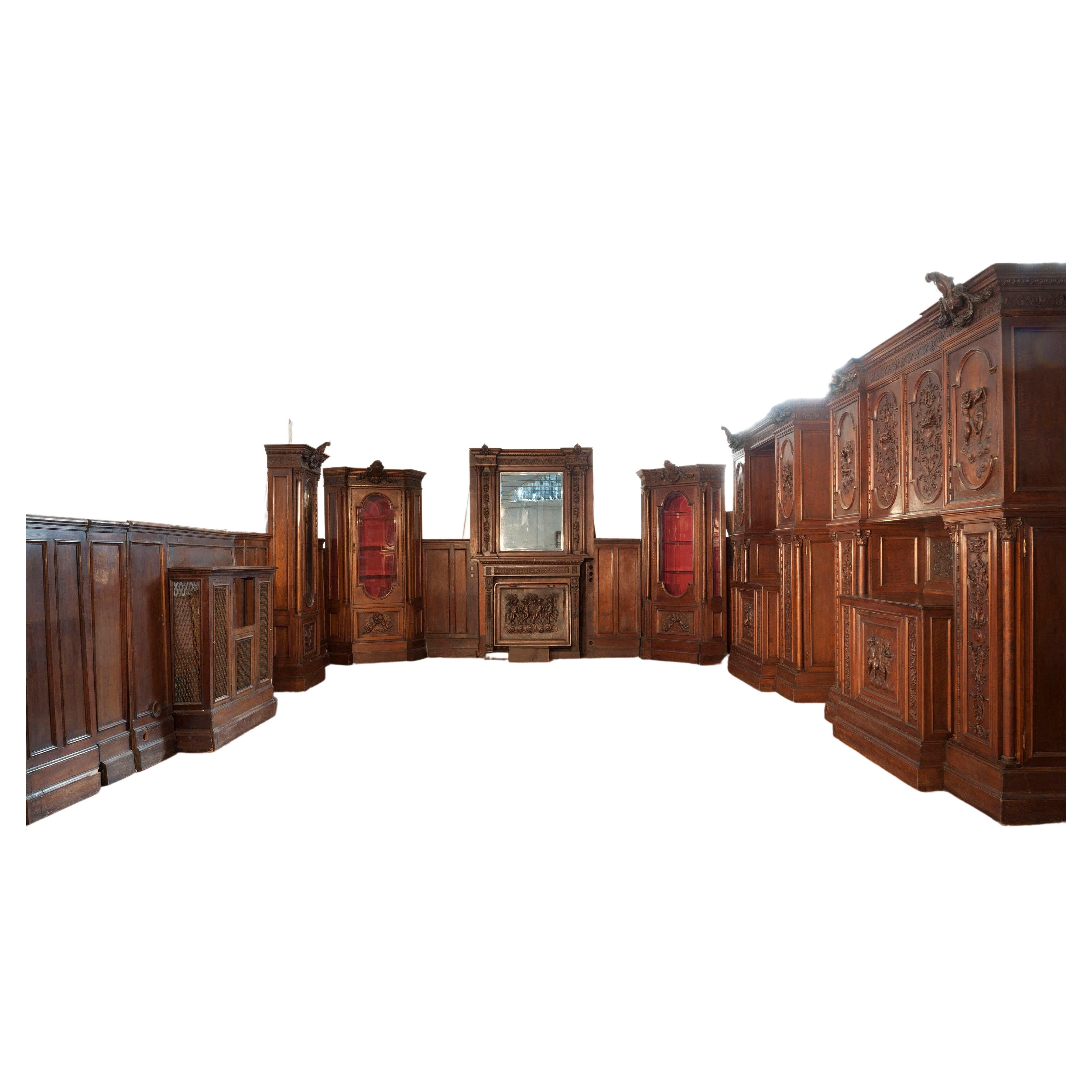 Walnut Carved Living Room, 19th Century, Set of 17 For Sale