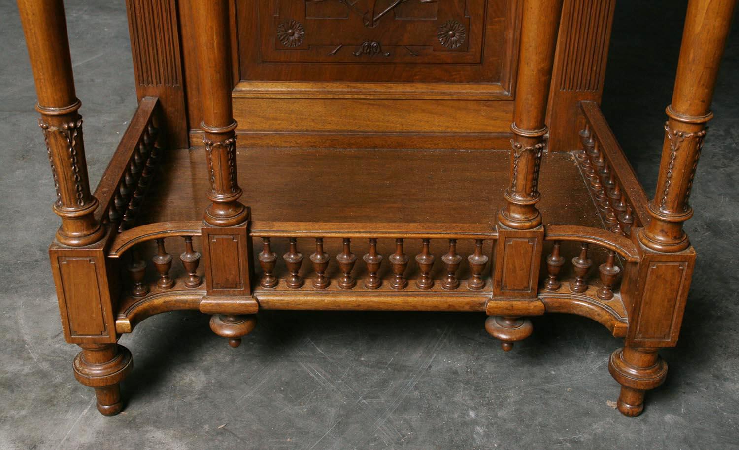 Walnut Carved Secretaire Desk from H. Dufin, France, 19th Century For Sale 7