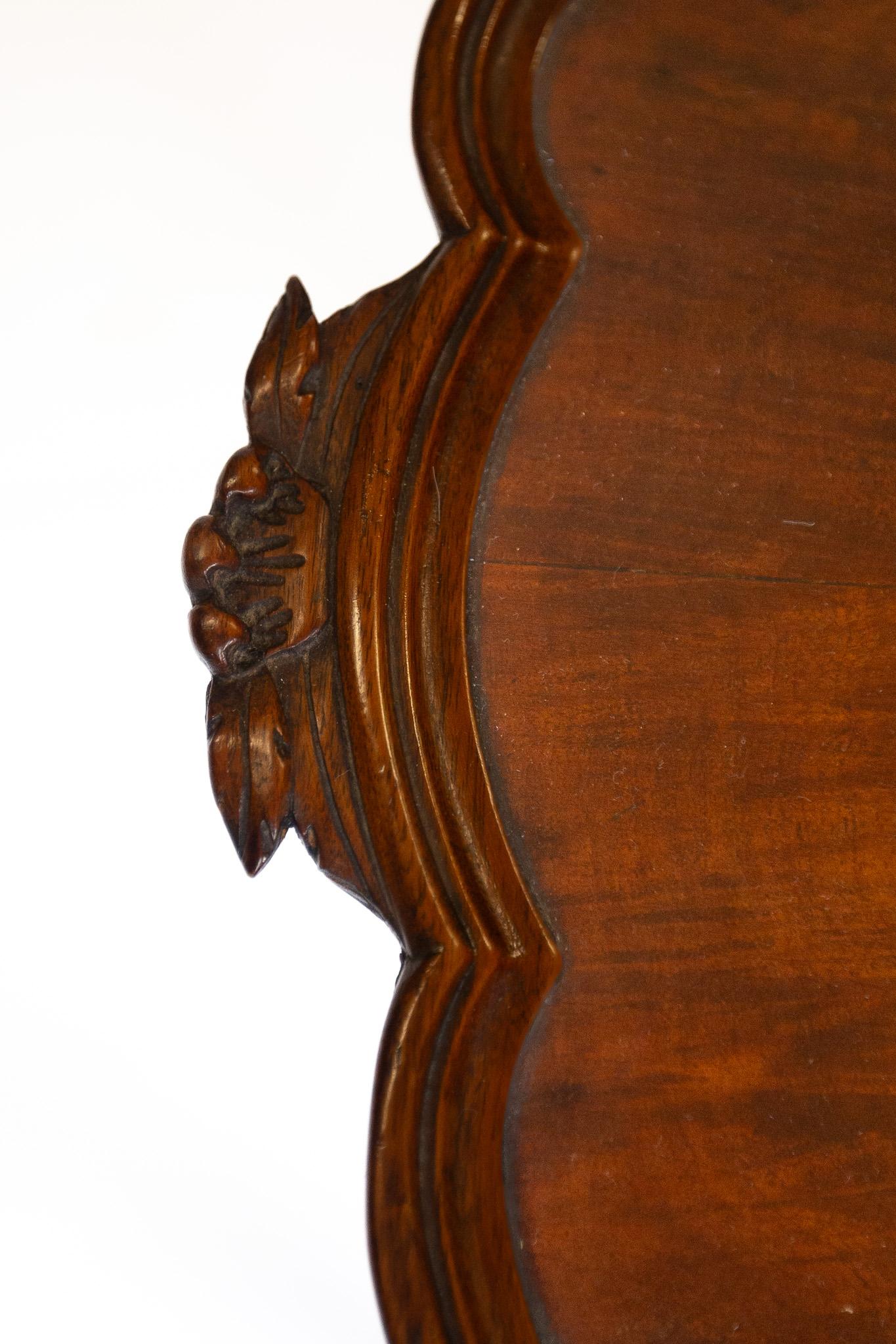 Mid-20th Century Walnut & Carved Tray top Coffee Table circa 1930s For Sale