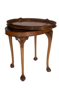Walnut & carved tray top table circa 1930s