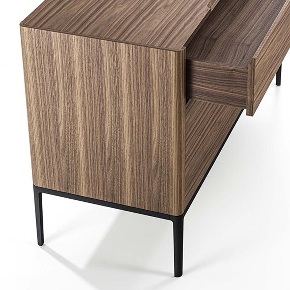 Aluminum Walnut Case Chest of Drawers For Sale