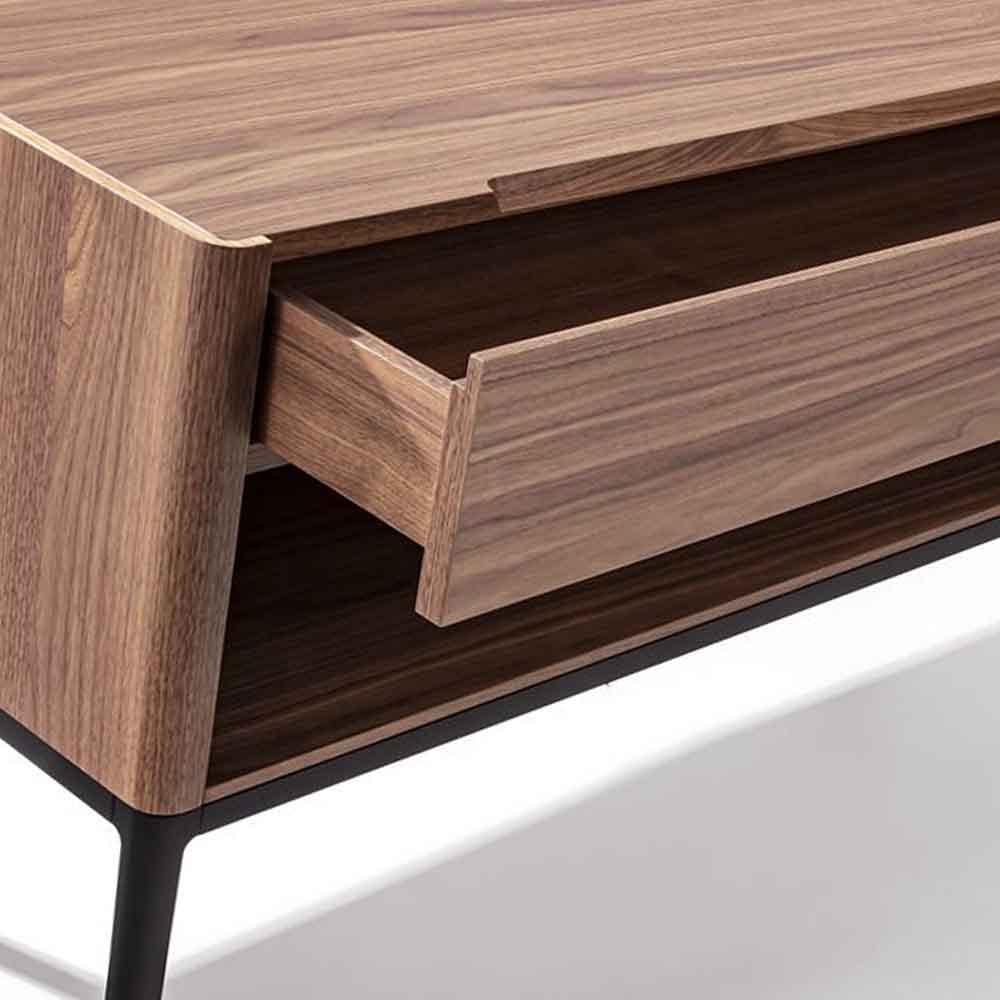 Contemporary Walnut Case Console Table For Sale