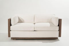 Loveseat con funda de nogal by Metropolitan, Años 50