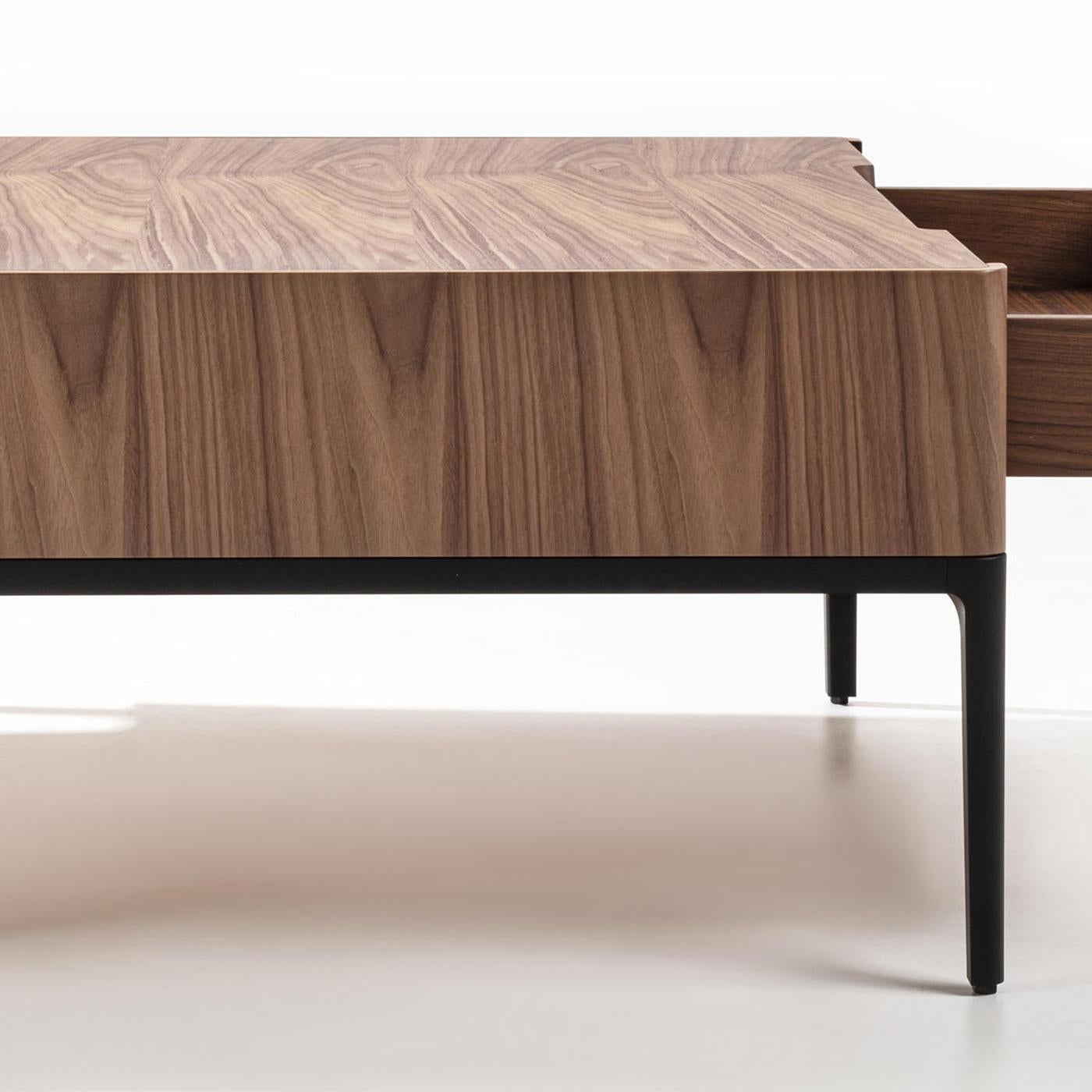 Contemporary Walnut Case Square Coffee Table For Sale