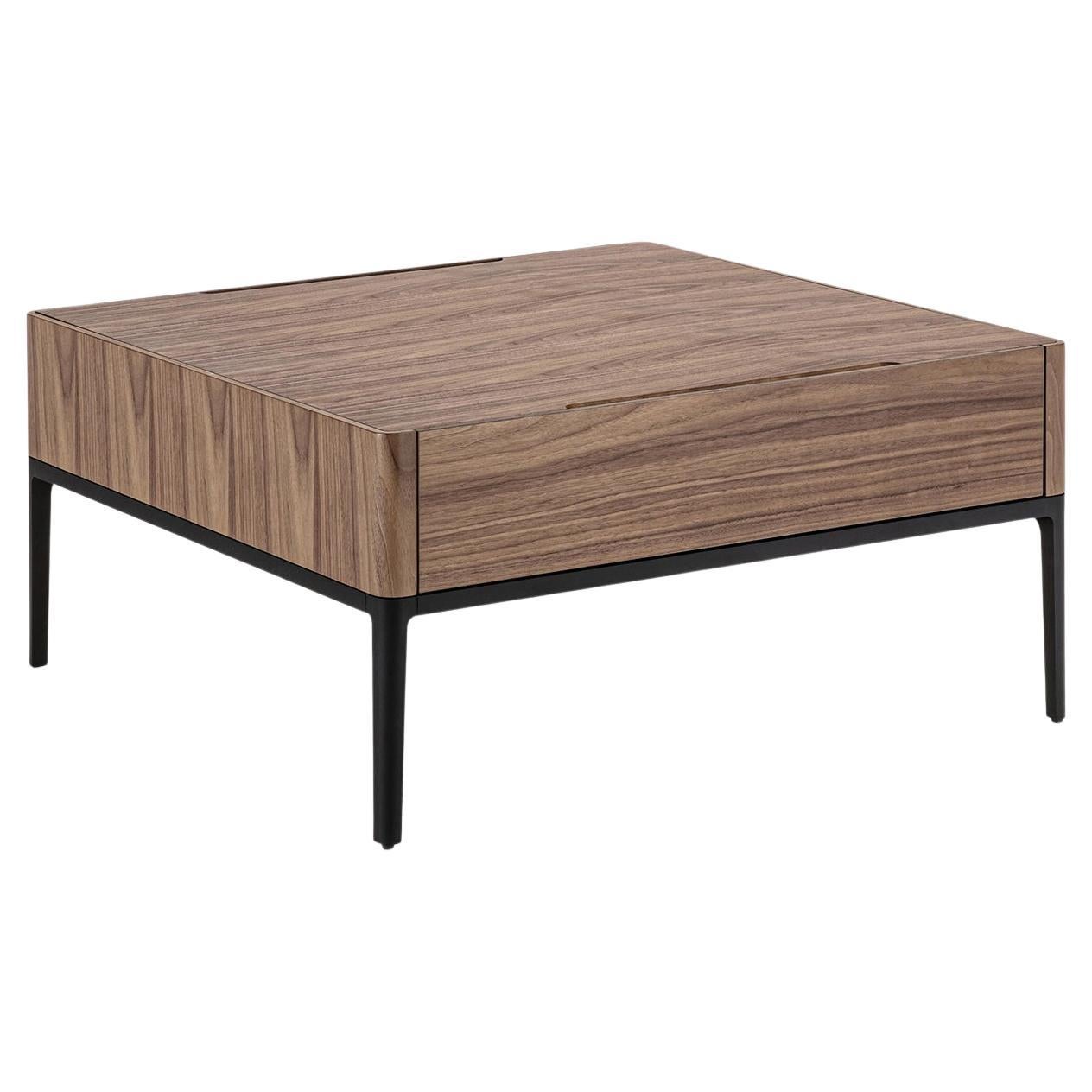 Walnut Case Square Coffee Table For Sale
