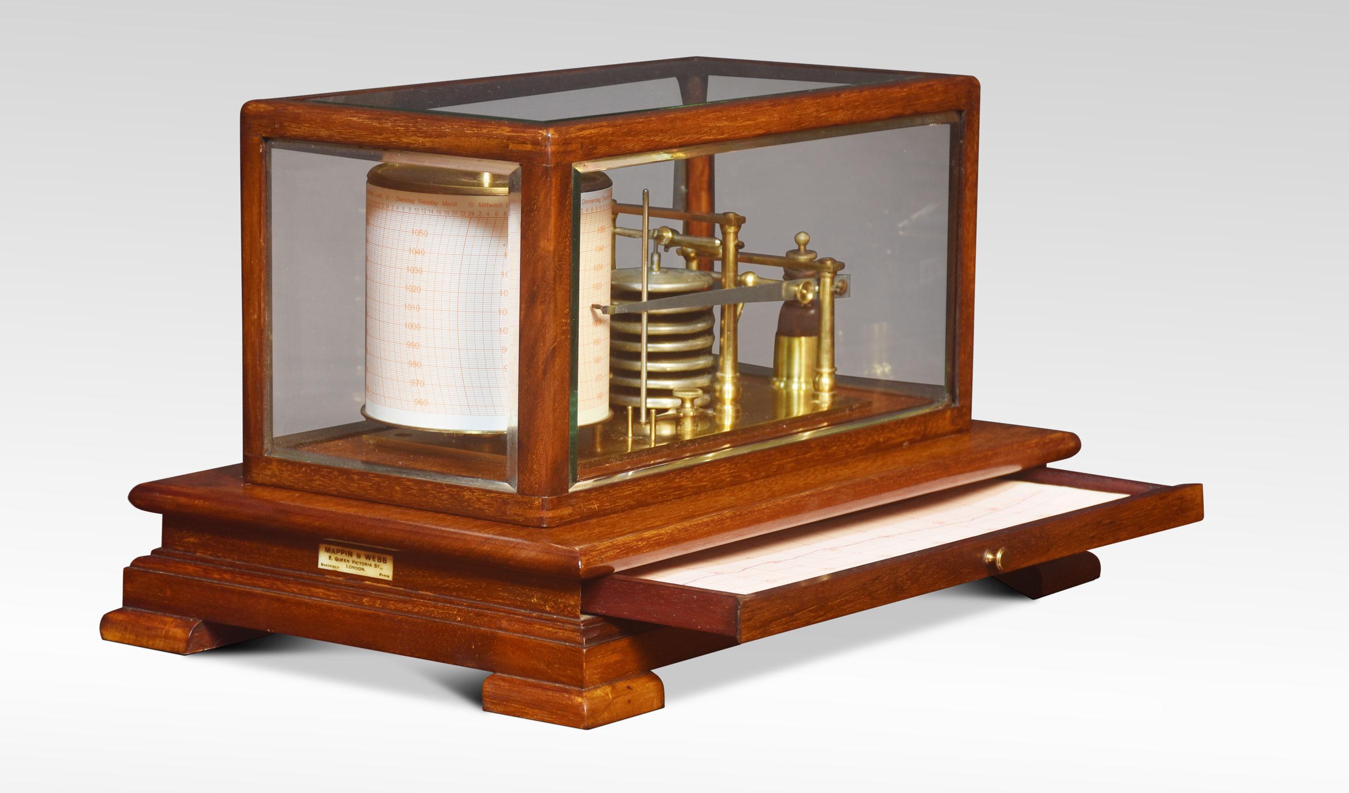 British Walnut Cased Barograph by Mappin and Webb