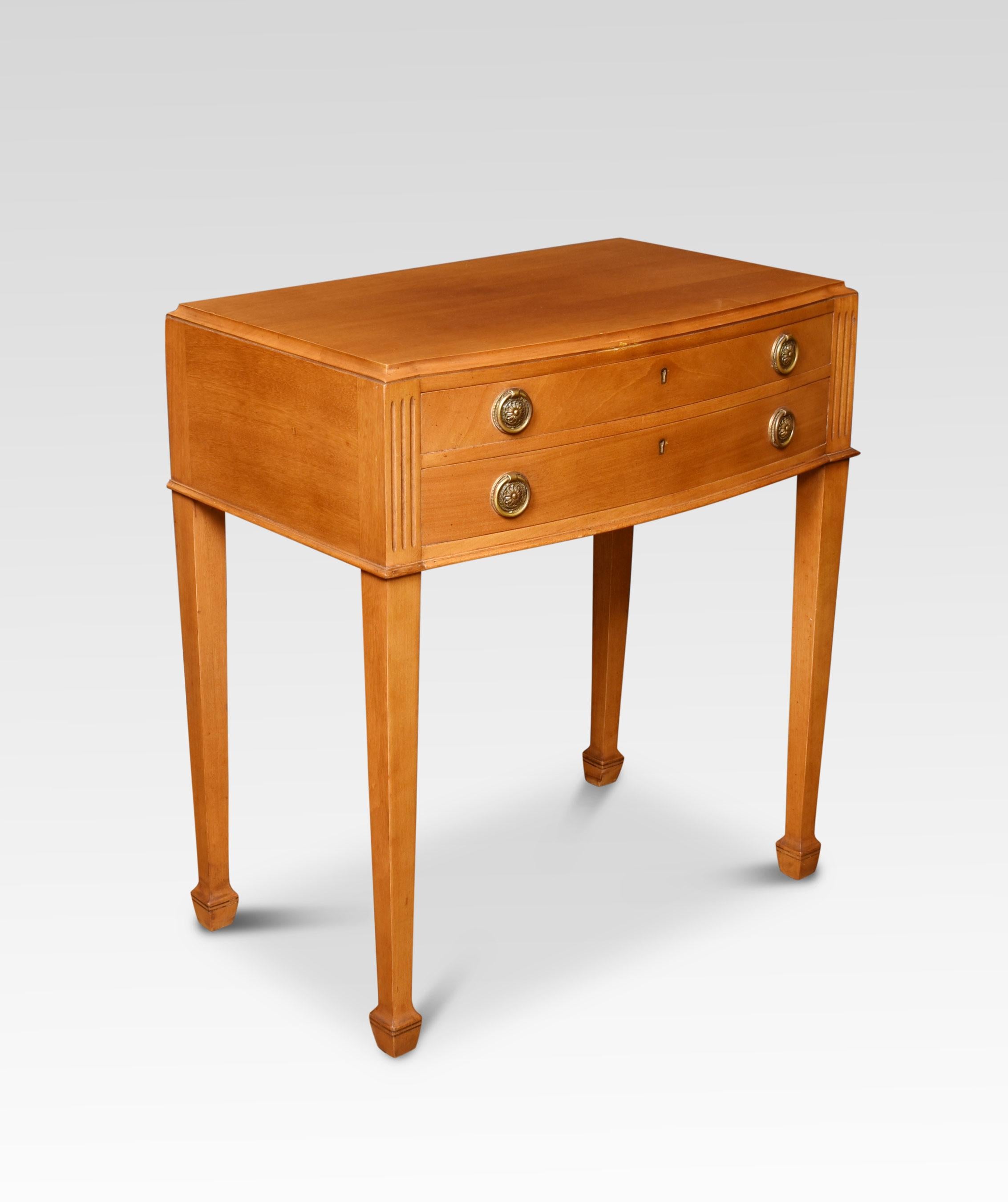 Bow fronted walnut two drawer canteen, by George Ellis ltd Sheffield in the sweet briar pattern. Eight places 79 pieces. All raised up on tapered legs terminating in spade feet.
Dimensions
Height 30.5 inches
Width 28 inches
Depth 17.5 inches.