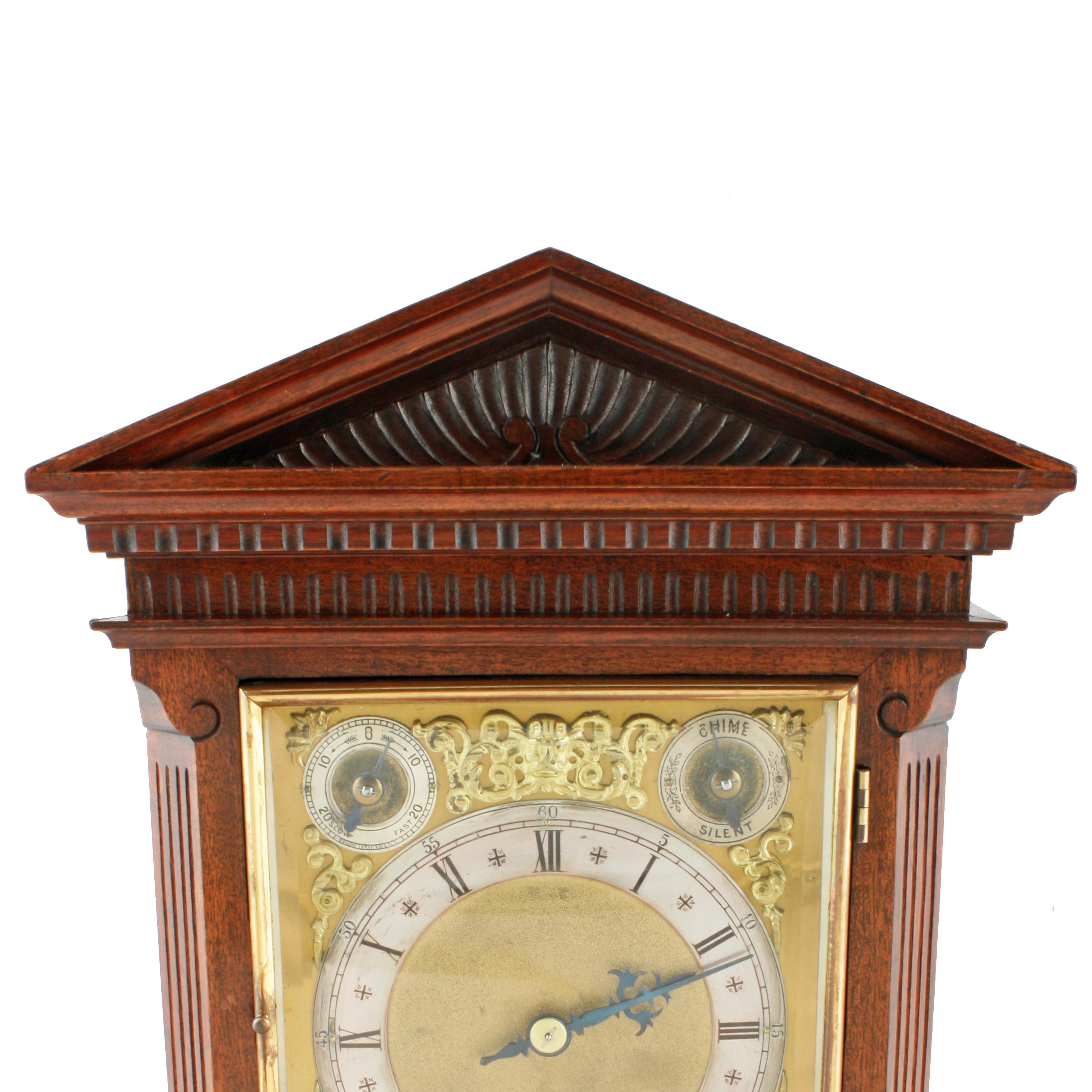 Brass Walnut Cased Mantel Clock For Sale