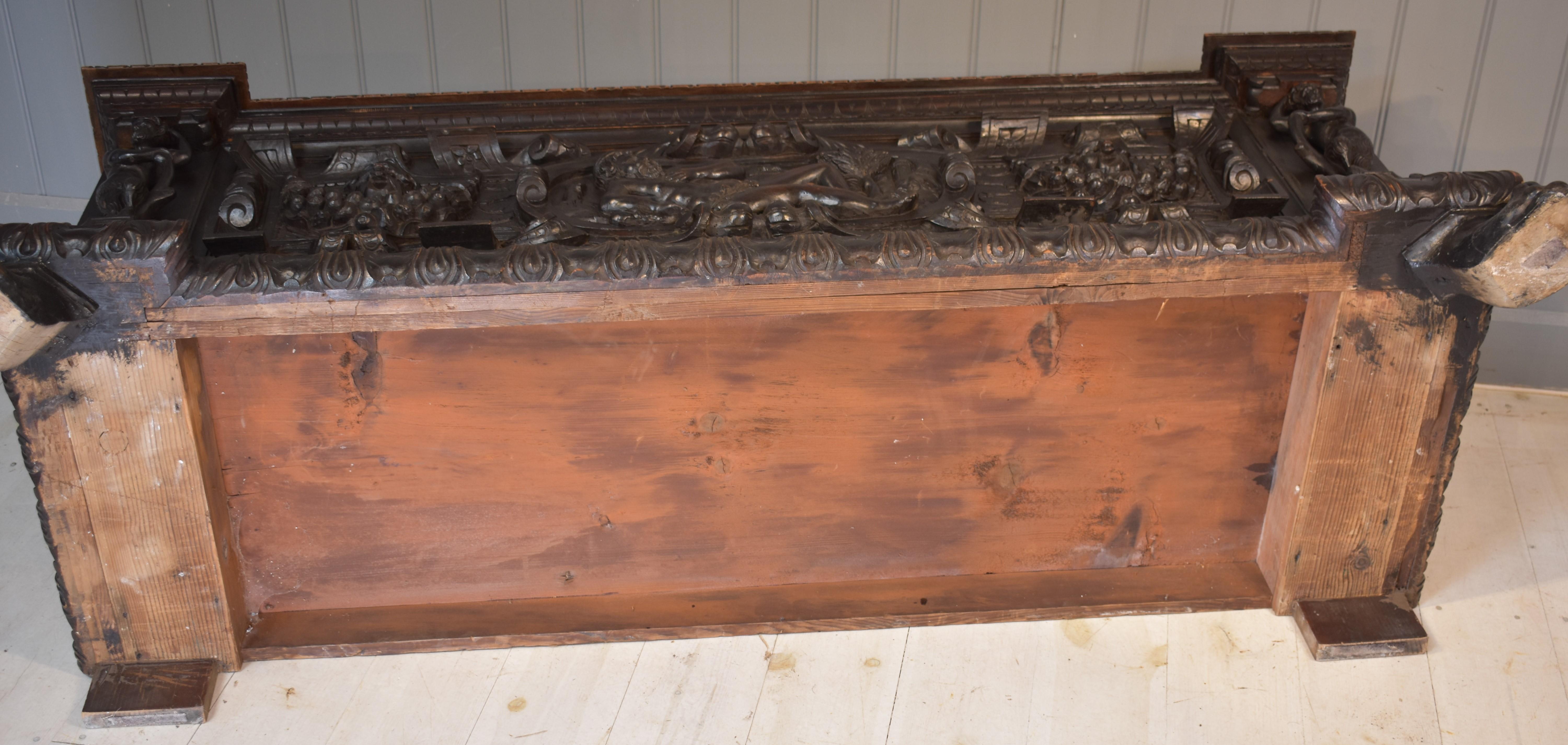 17th Century Walnut cassone with carved front For Sale