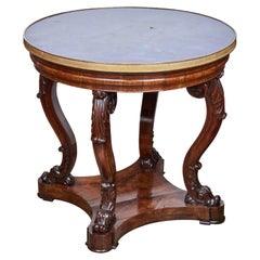 Walnut Round Center Table with Inset Lapis Top
