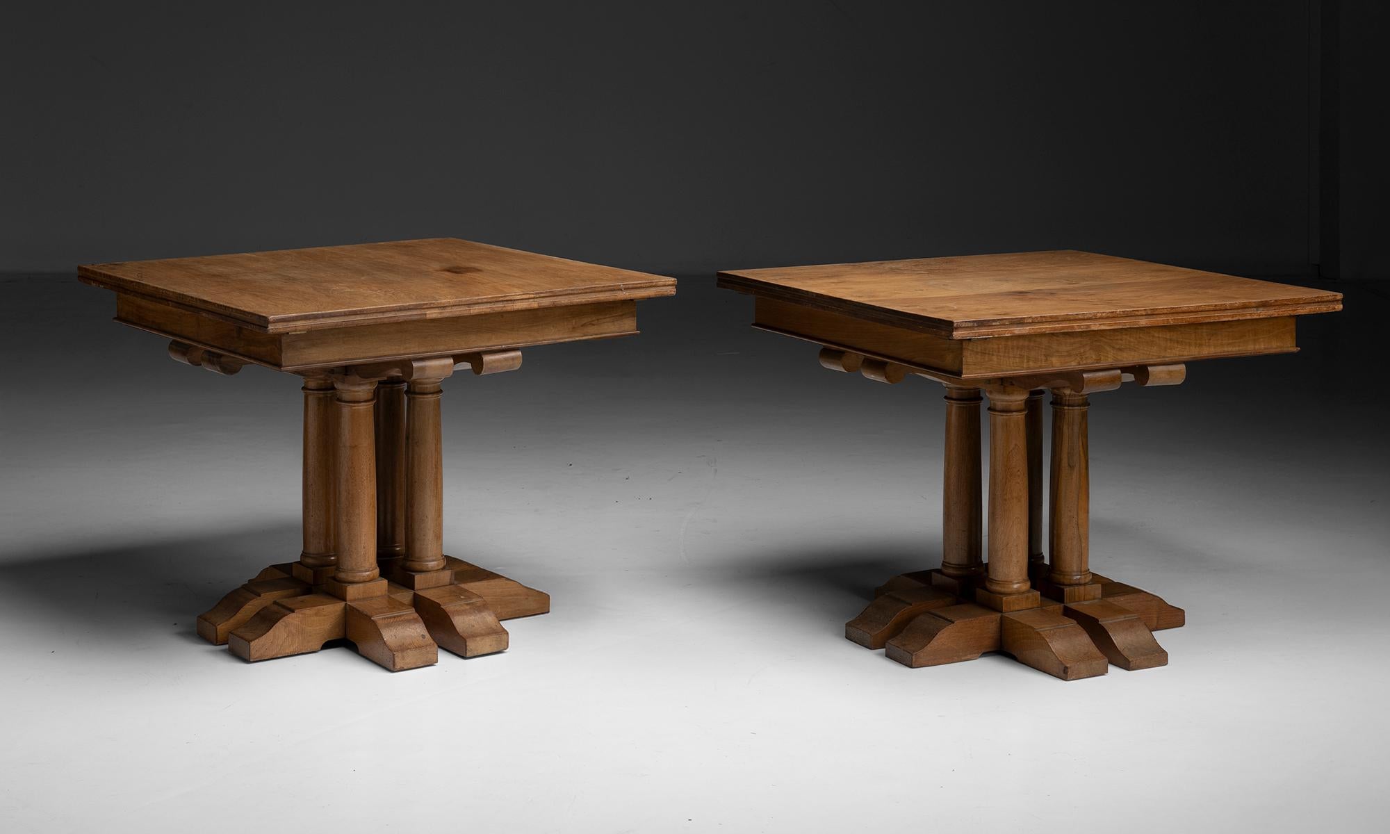England, 1950
Composed of walnut, with turned baluster column legs. Originally from Oxford College.
36”w x 35.75”d x 29.25”h
Ref. TABLE1399
$ 4,800 ea ( 2 avail )