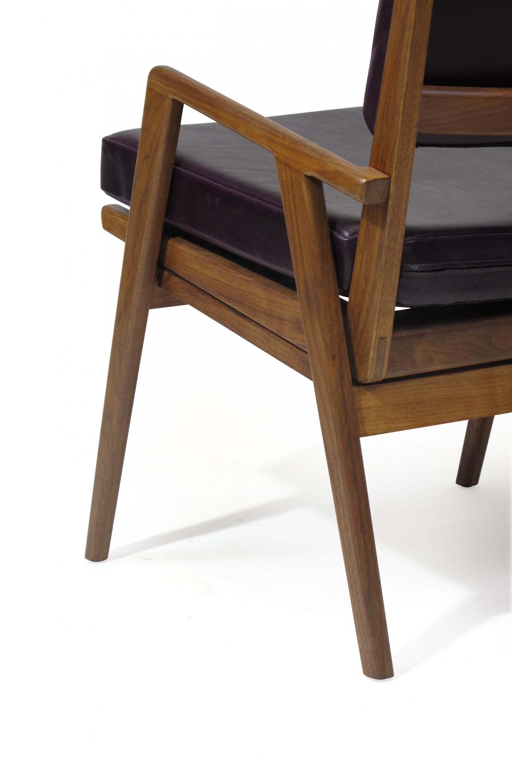 20th Century Mid-Century Walnut Armchairs in New Aubergine Leather