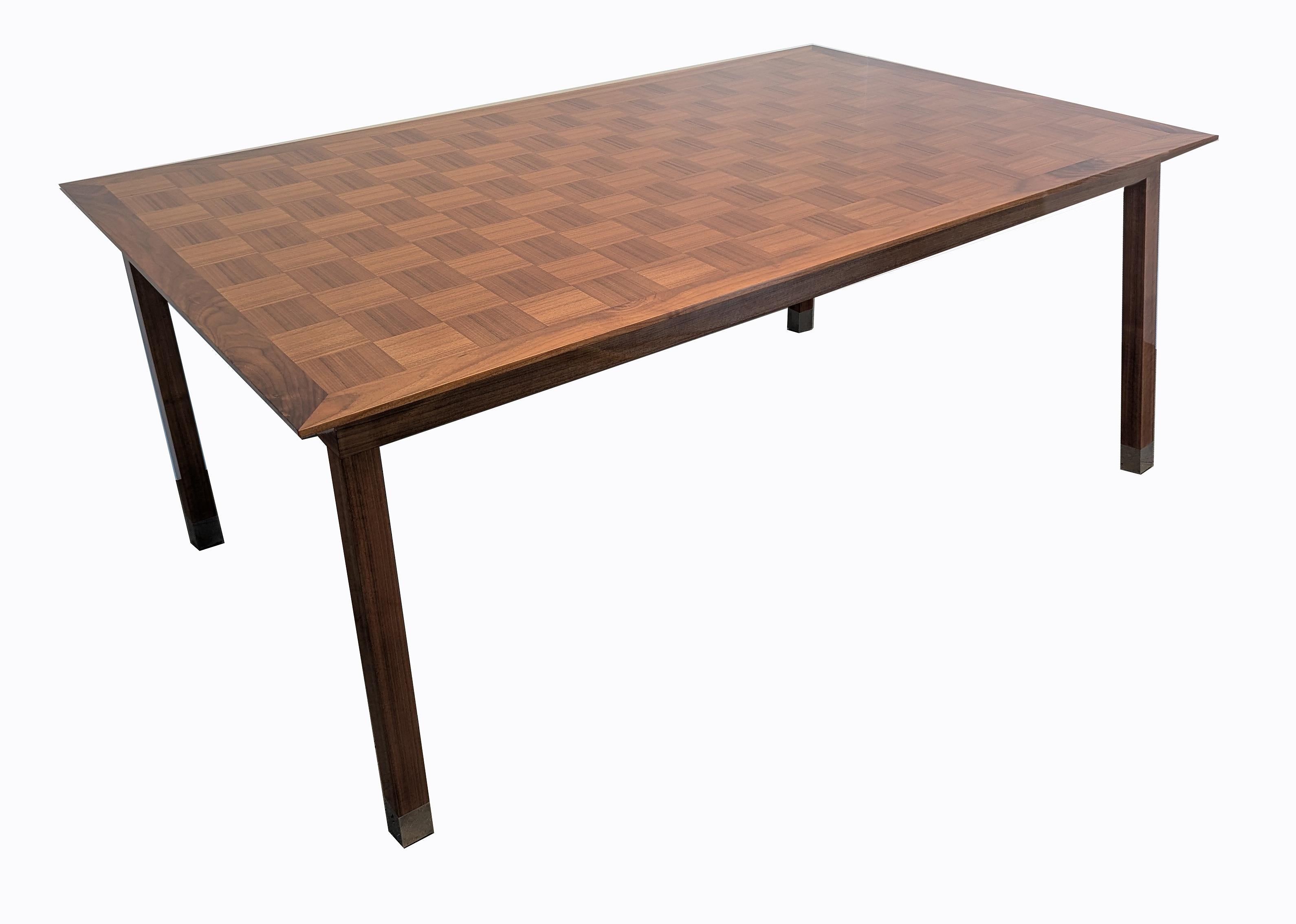 Australian Walnut Chequerboard Top Dining Table - One-of-a-Kind For Sale