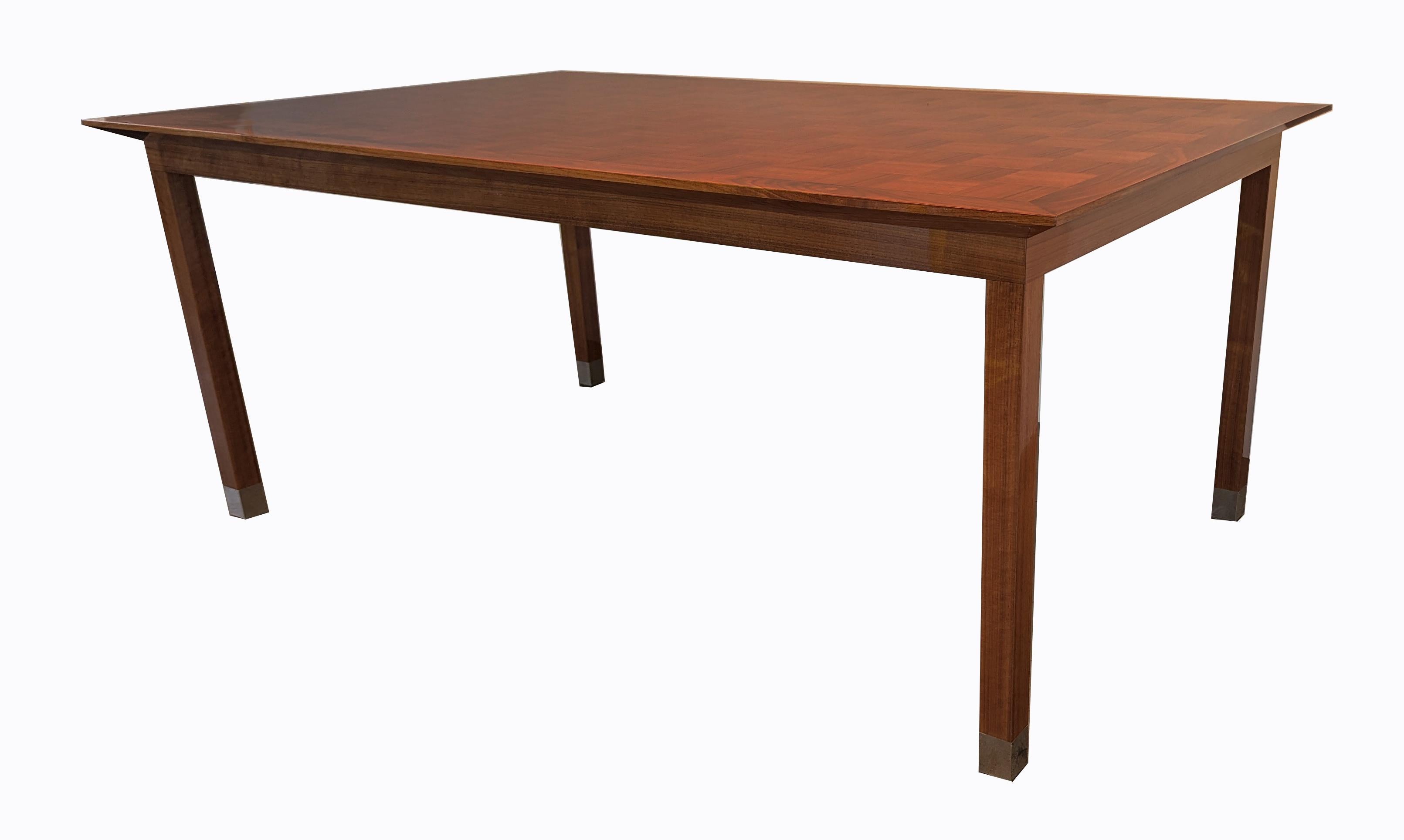 Hand-Crafted Walnut Chequerboard Top Dining Table - One-of-a-Kind For Sale