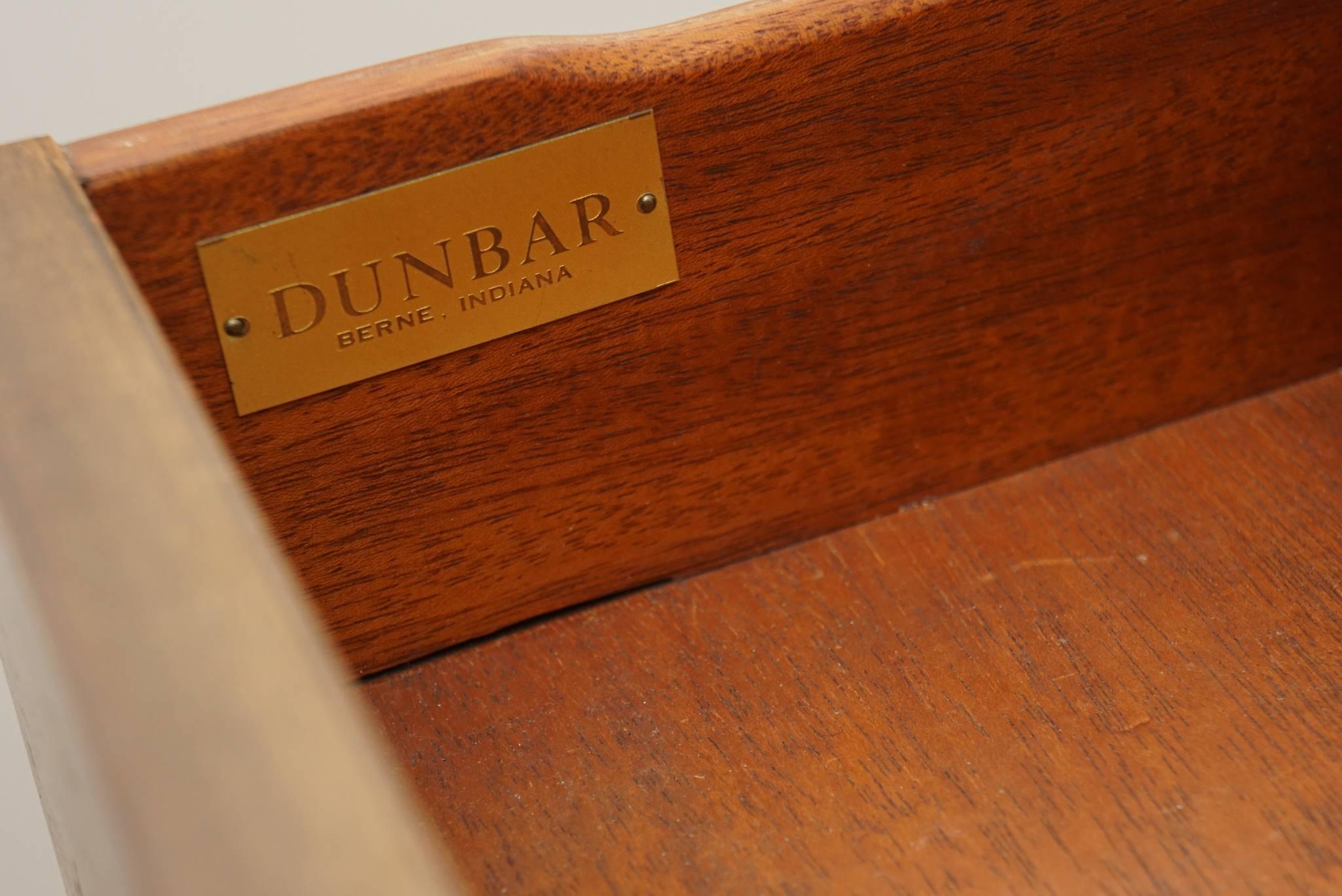 Leather Walnut Chest of Drawers by Dunbar