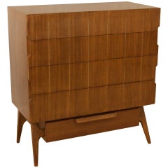 Vintage Walnut Chest of Drawers with Brass Inlay
