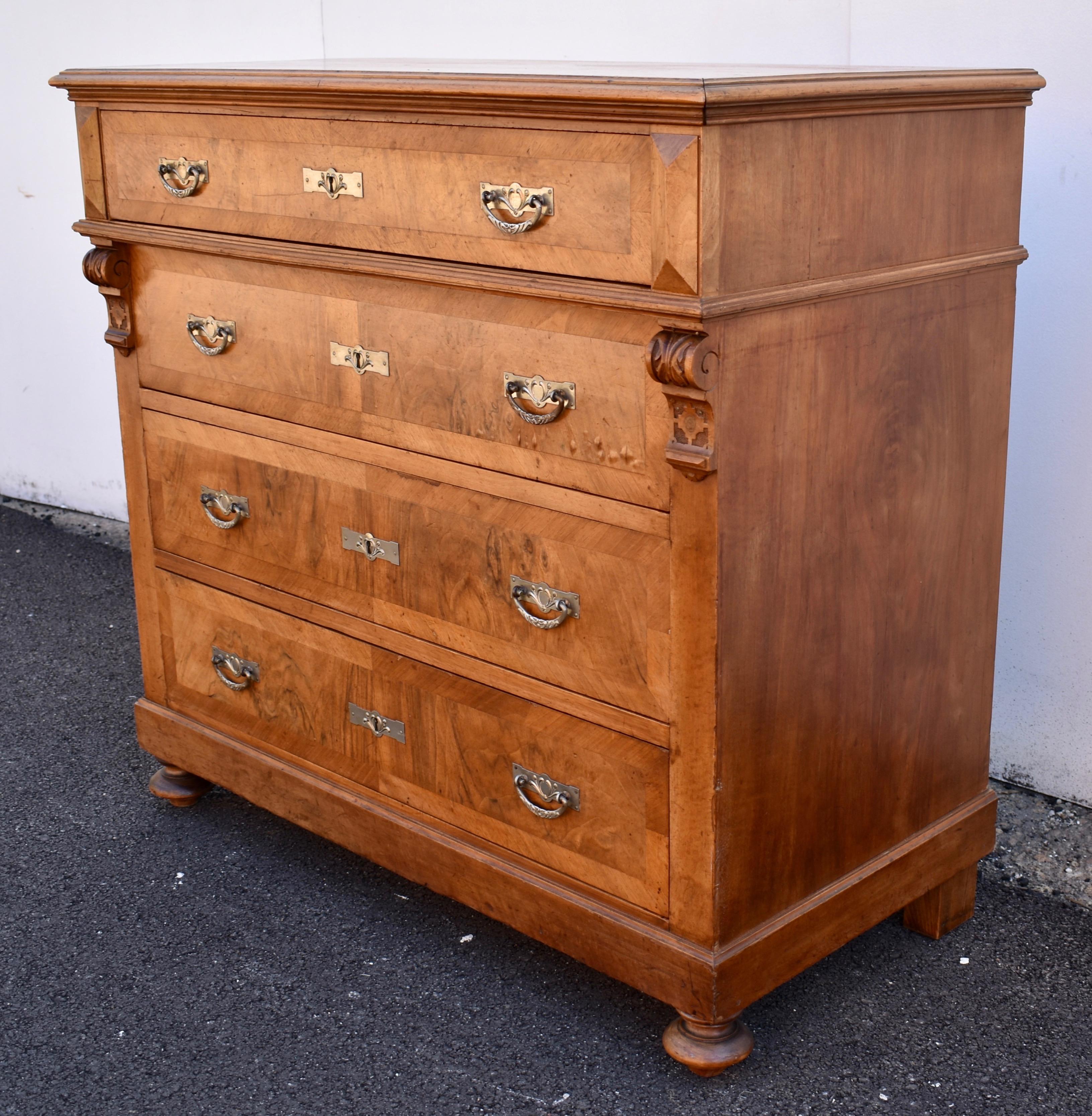 Dutch Walnut Chest of Four Drawers