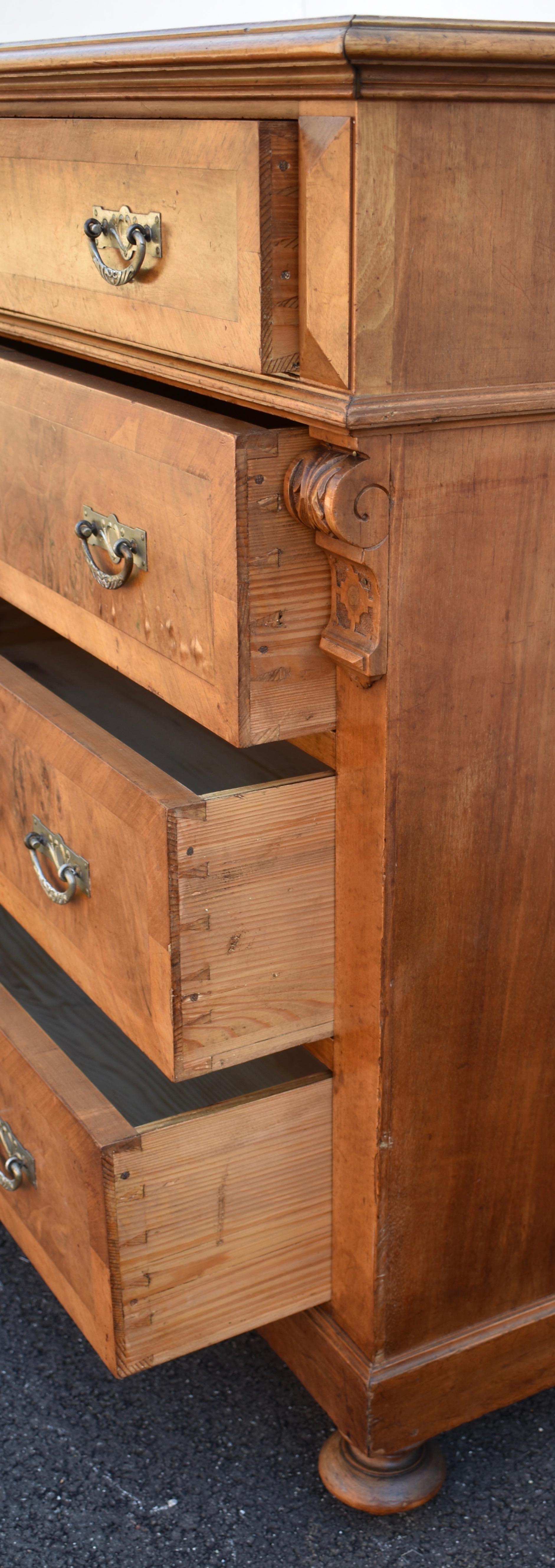 Walnut Chest of Four Drawers In Good Condition In Baltimore, MD