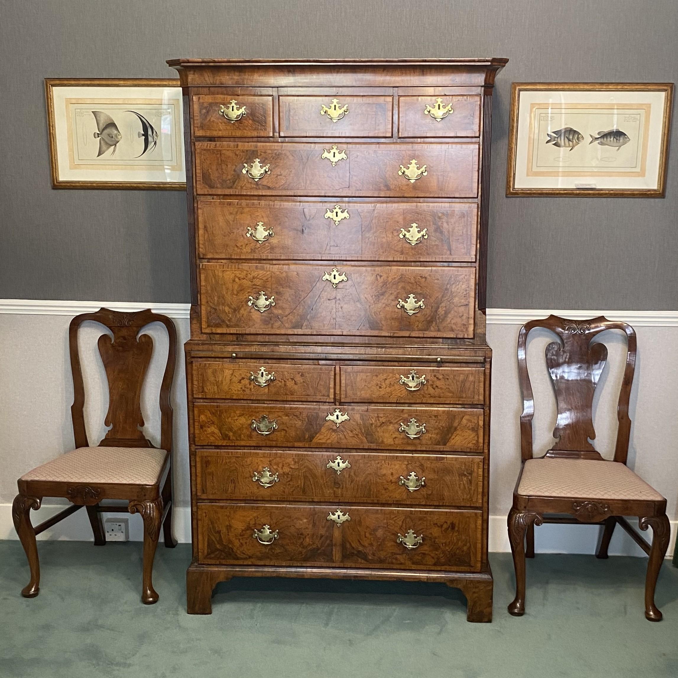 George II Walnut Chest on Chest/Tallboy