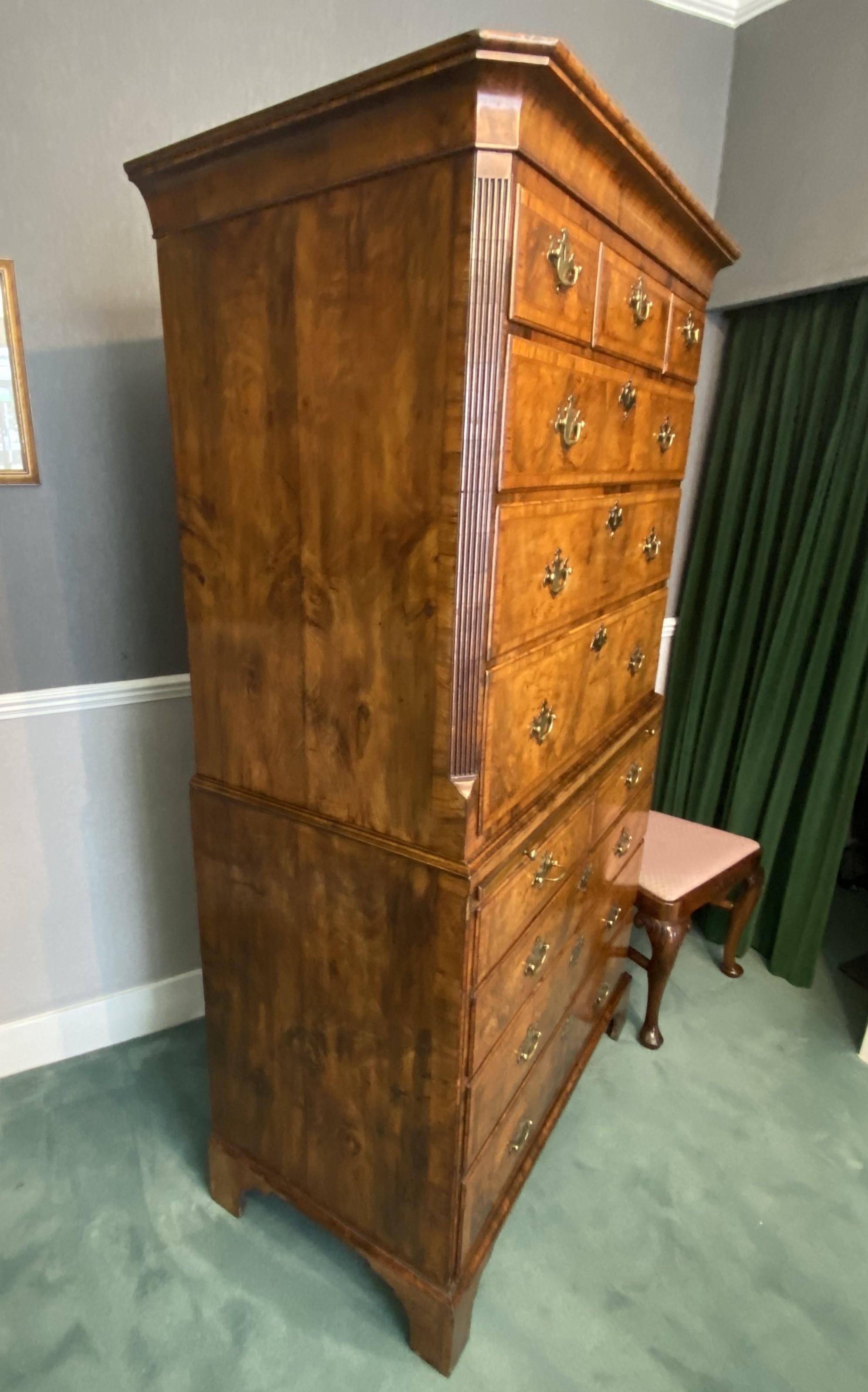 Veneer Walnut Chest on Chest/Tallboy