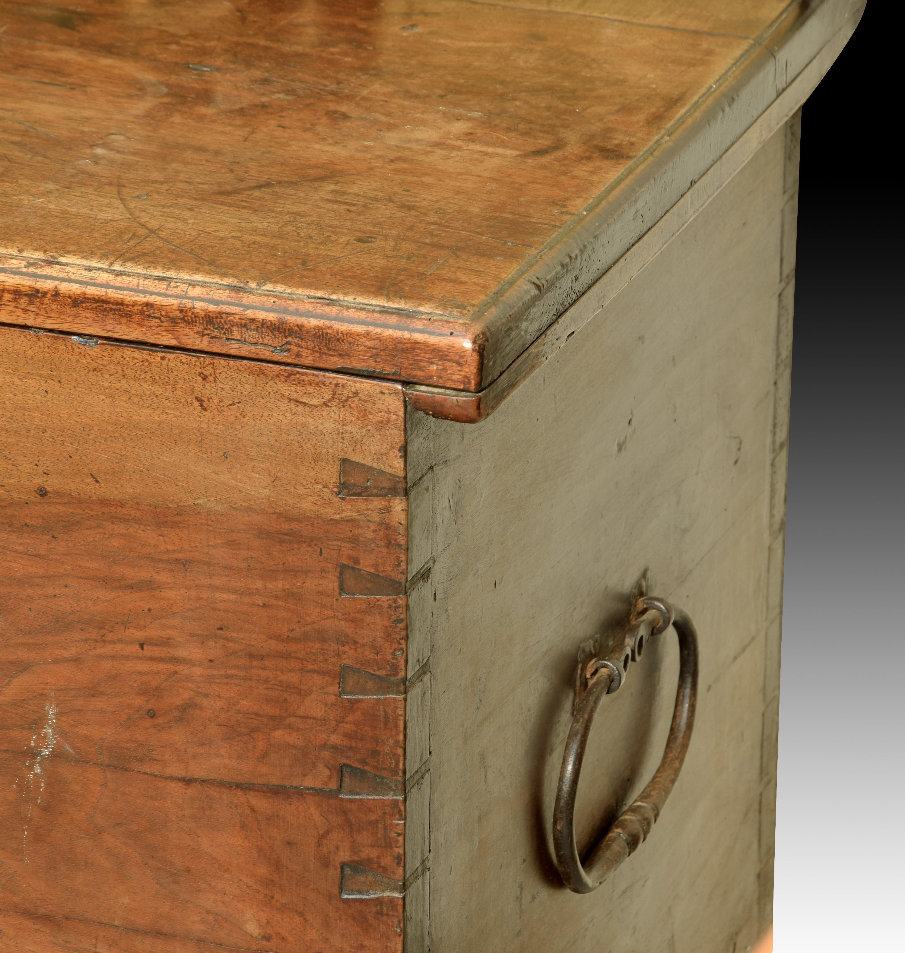 European Walnut Chest with Wrought Iron Fittings, 16th Century