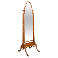 Antique Walnut Cheval Mirror